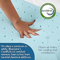 Vista 6 de Bluewave Bedding Almohada de espuma viscoelástica de gel extra delgada para personas que duermen boca abajo y de espalda, diseño delgado, plano