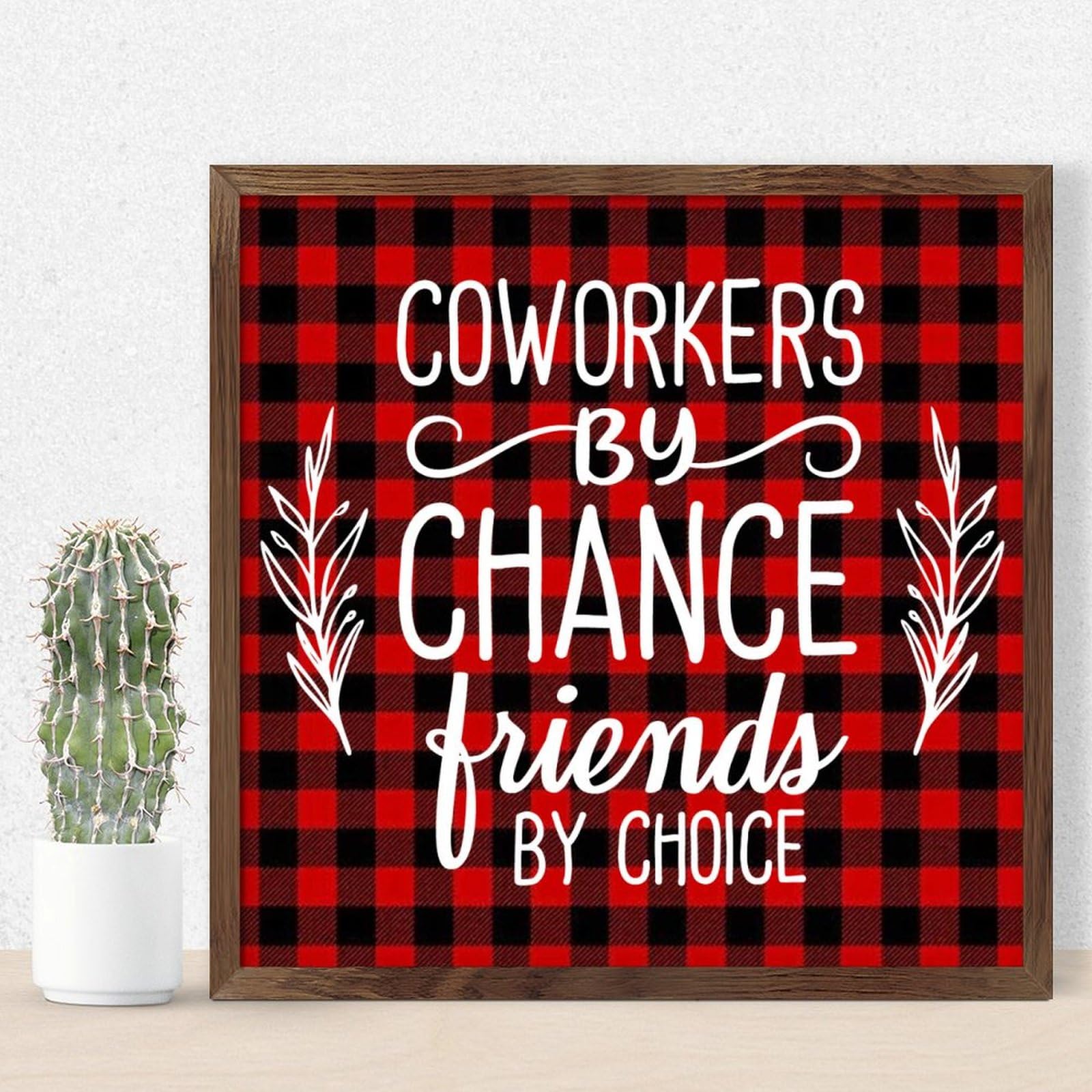 Cadeau pour collègue touchant Panneau en bois encadré Coworkers By Chance Friends By Choice