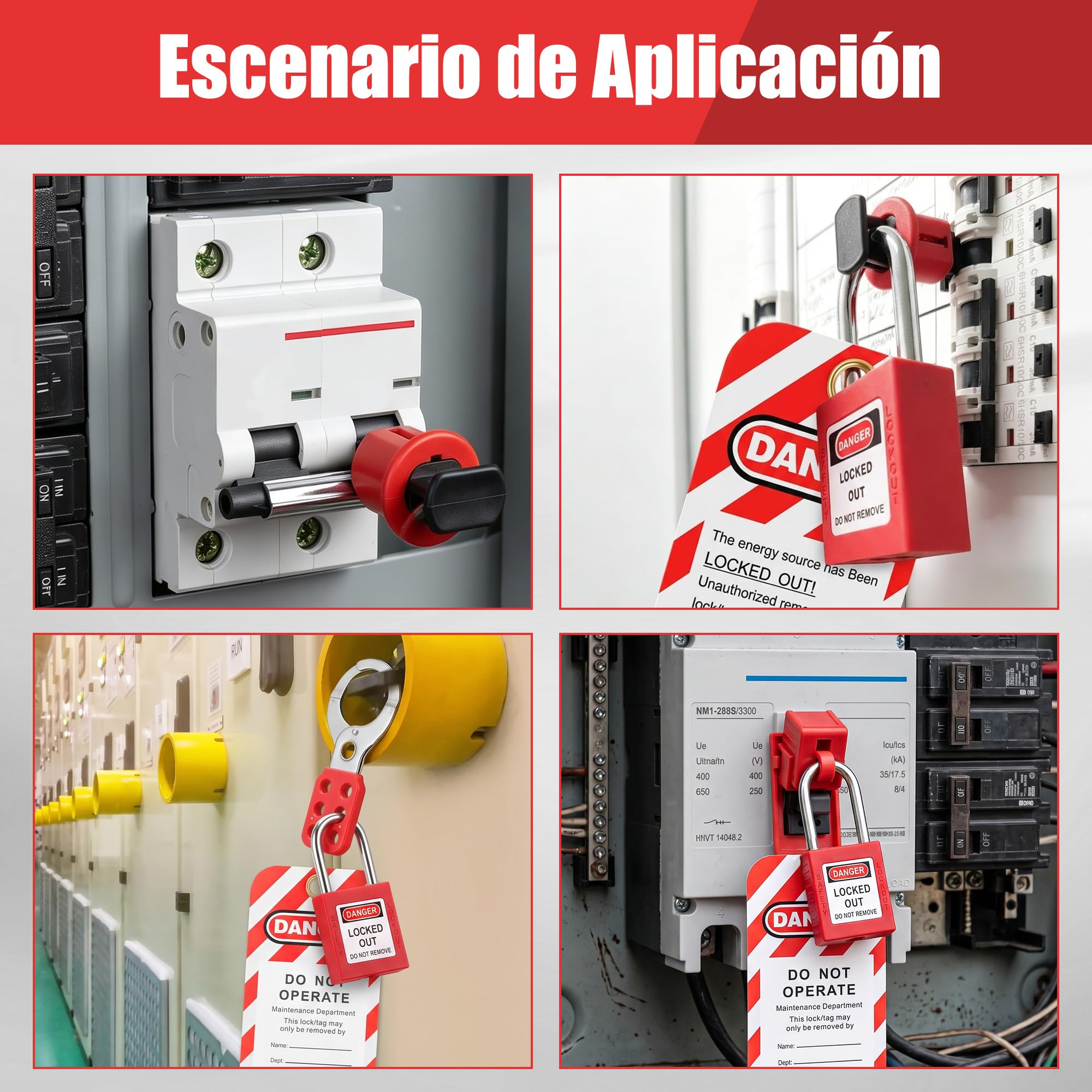 Disyuntor eléctrico Lockout Tagout Kit, Bloqueo de seguridad uso industrial con sistemas de bloqueo