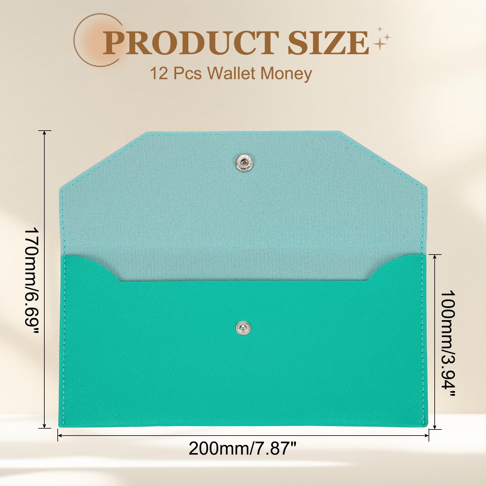 PATIKIL 12Pcs PU Leather Envelope Wallet Card, Reusable Money Pouch Small Leather Organizer Pouch for Women Men Travel,Green - Image 2
