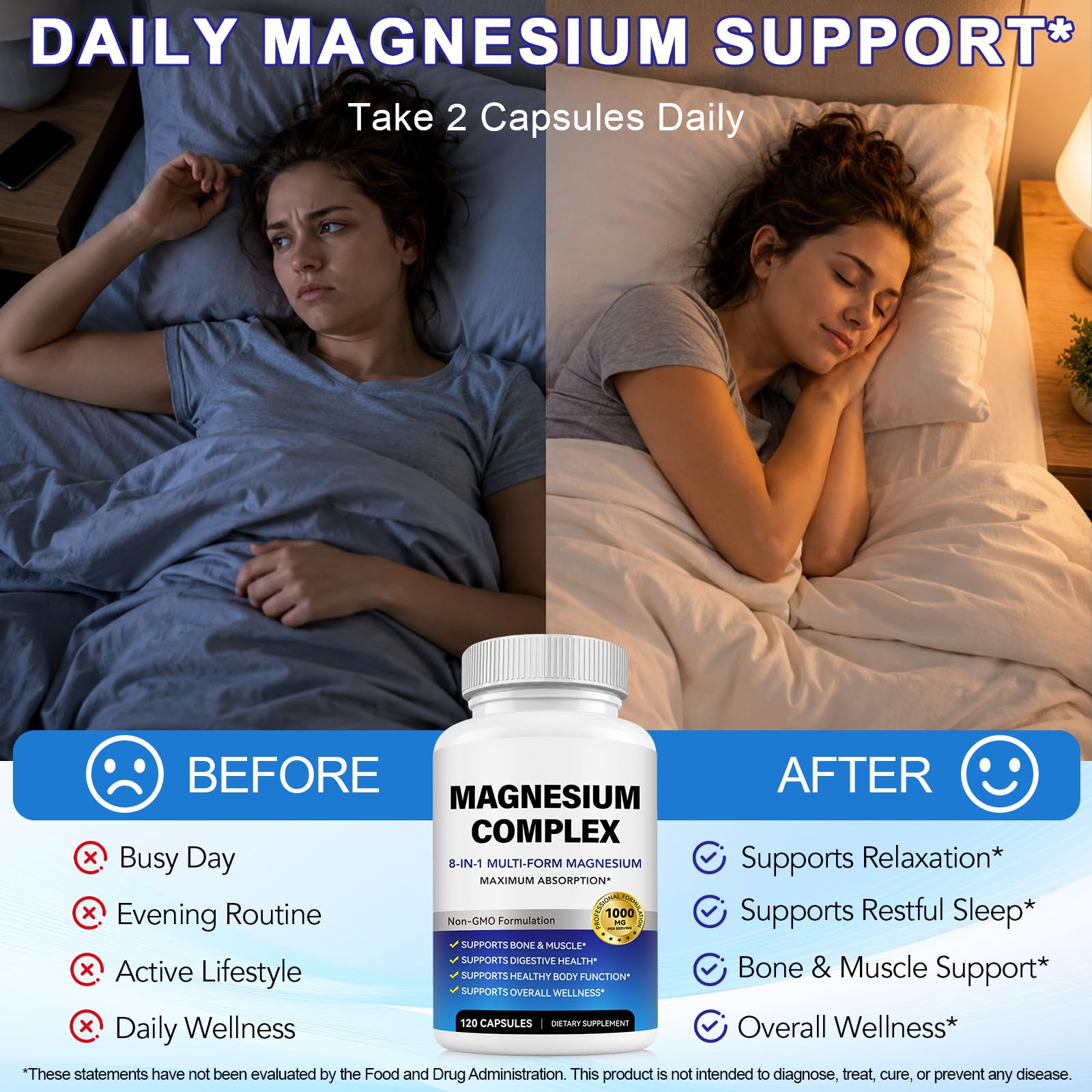 8-in-1 Magnesium Complex 1000mg, Sleep & Muscle & Heart Support, 120 Ct — Amazon image 4
