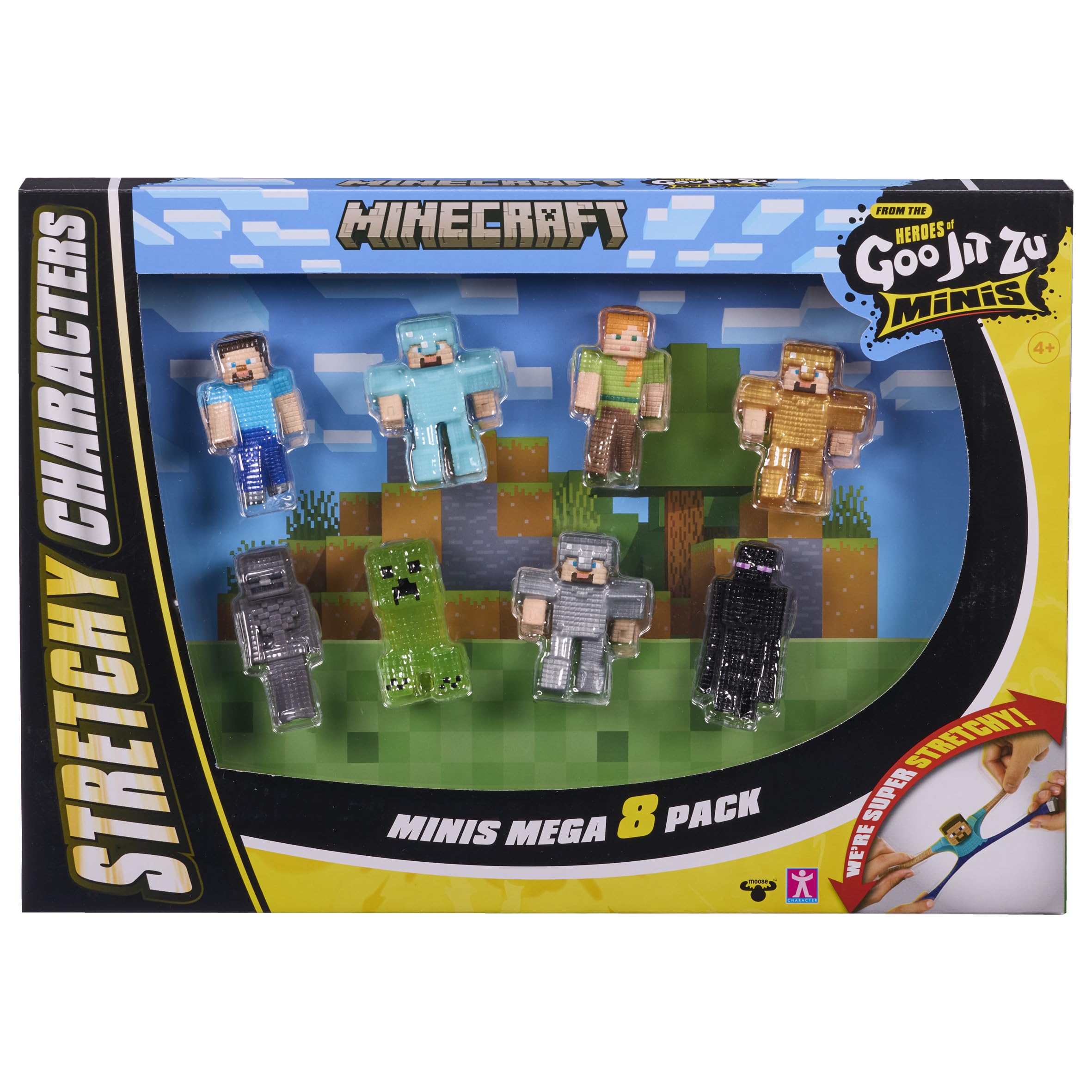 Heroes of Goo Jit Zu Minecraft Mini Actionfigures 8-pack - Stretchy and Bendable toy-figures for Minecraft-fans 4+ years.