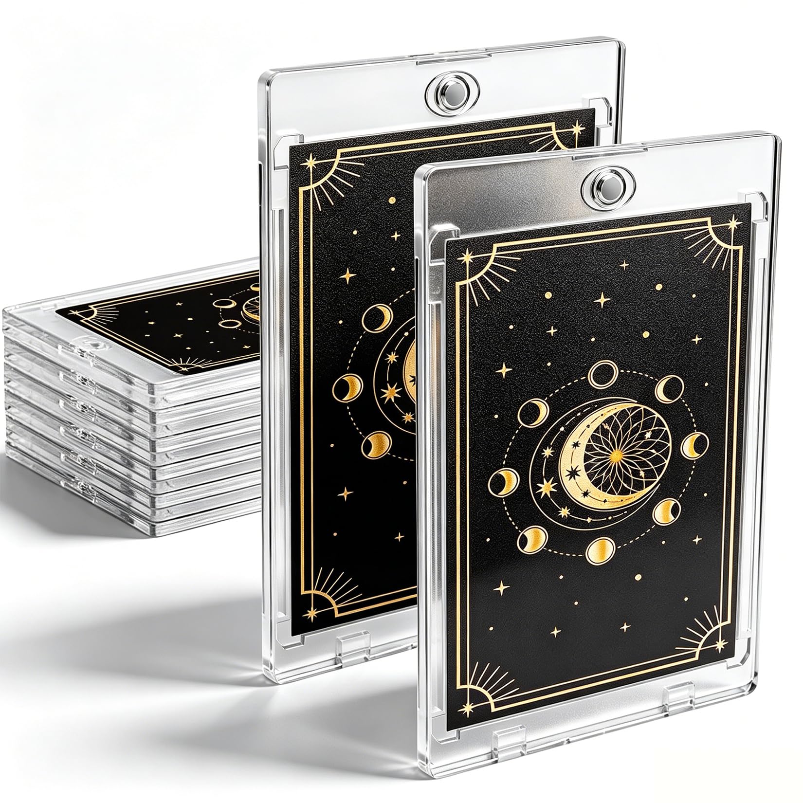 Thirtyseven Transparent 8 Pcs Magnetic Card Holders For Trading Cards, For Top Loaders, 35Pt Hard Trading Card Holders Protectors For Baseball, Football, Sports, Mtg, Yugioh Cards