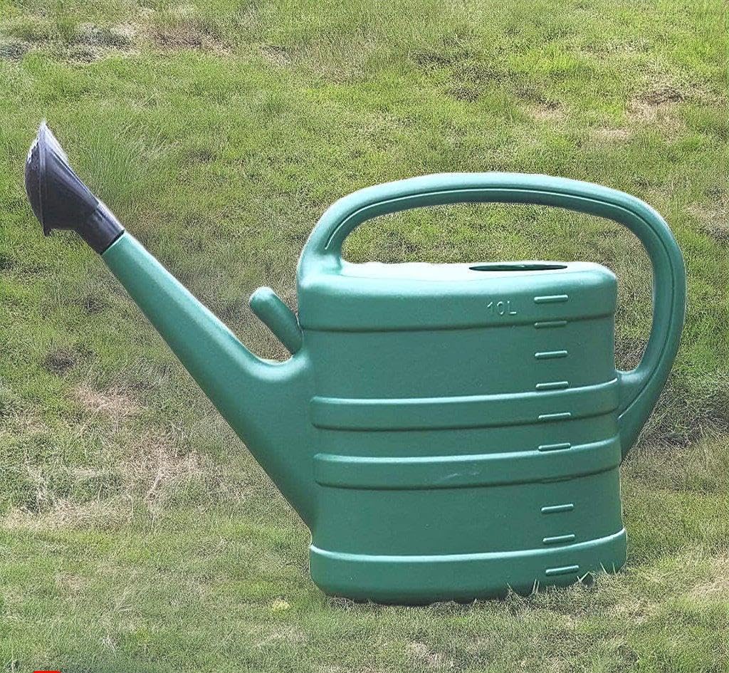 Garden Watering Can - 10L Large Capacity, Plastic With Detachable Nozzle, for Indoor and Outdoor Use, Green
