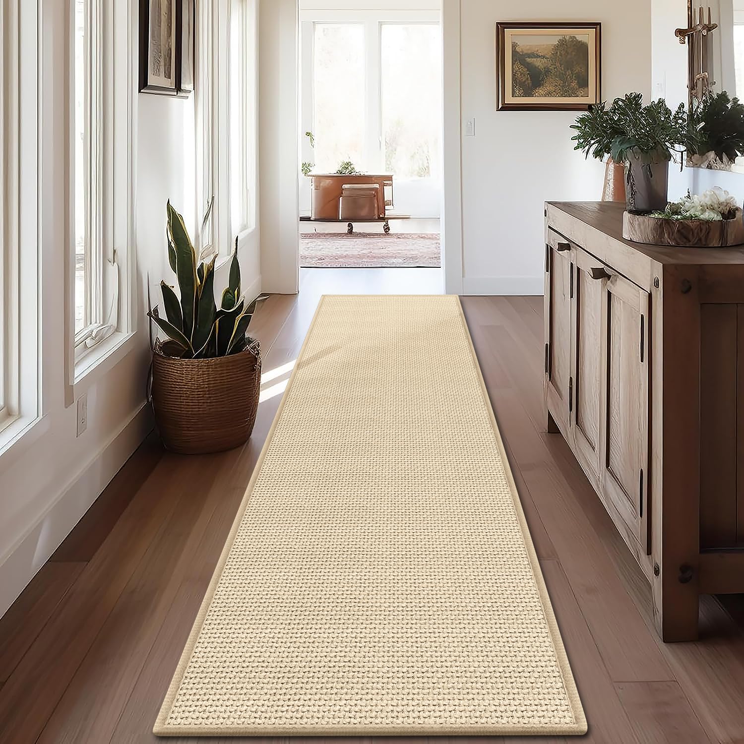 GOYLSER 10 ft Washable Jute Runner Rug