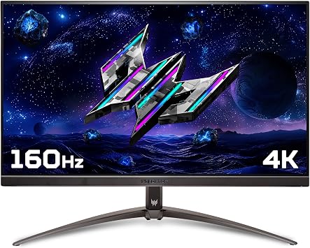 acer Predator XB273KV3 27 inch 4K UHD 3840 x 2160 Gaming Monitor - 160Hz, 0.5ms, IPS Panel, FreeSync Premium, 95% DCI-P3, HDR400, Height Adjustable Stand, Speakers, DisplayPort, HDMI