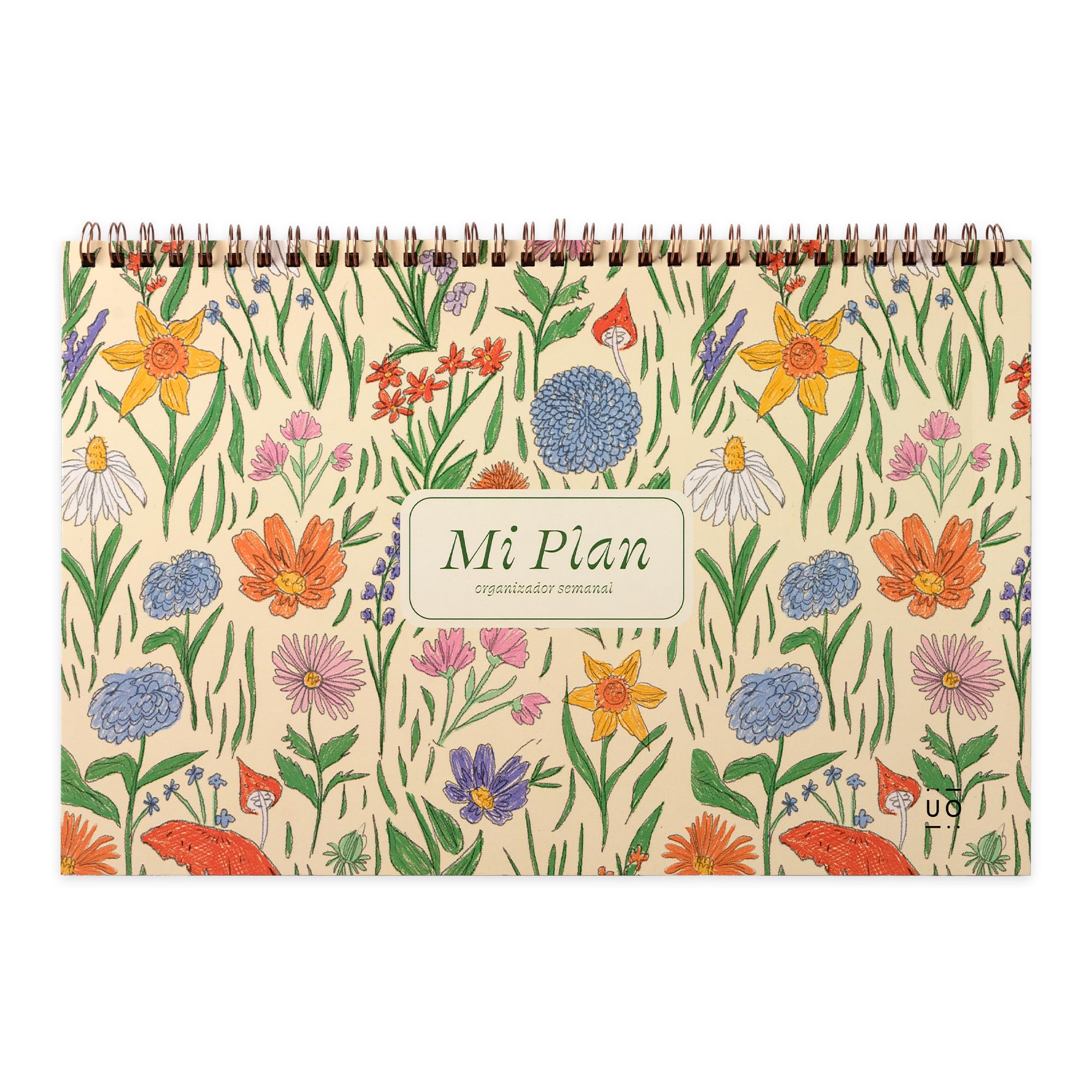 UO Weekly Planner Organizer - Flowers. Unnumbered Days, 60 Pages, 90 g Quality Paper, 280 x 180 mm