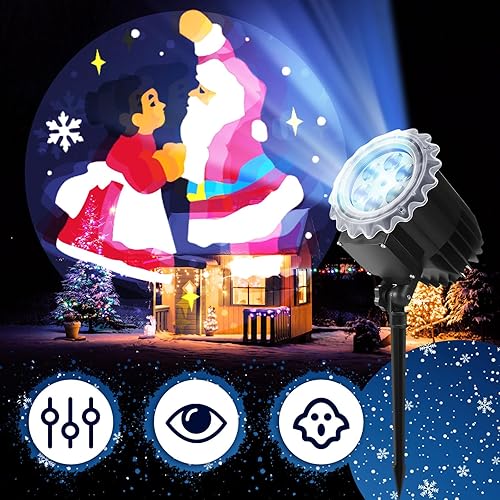 Miniatura 3 de Proyector de luces de Navidad al aire libre, lámpara LED de proyección de pareja de Papá Noel con ángulo ajustable de 65, luces decorativas