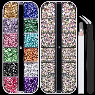 Flat Back Rhinestone Kits Colorful Rhinestones+Crystal AB Gems With Picker Pencil And Tweezer For Home DIY And Professiona...