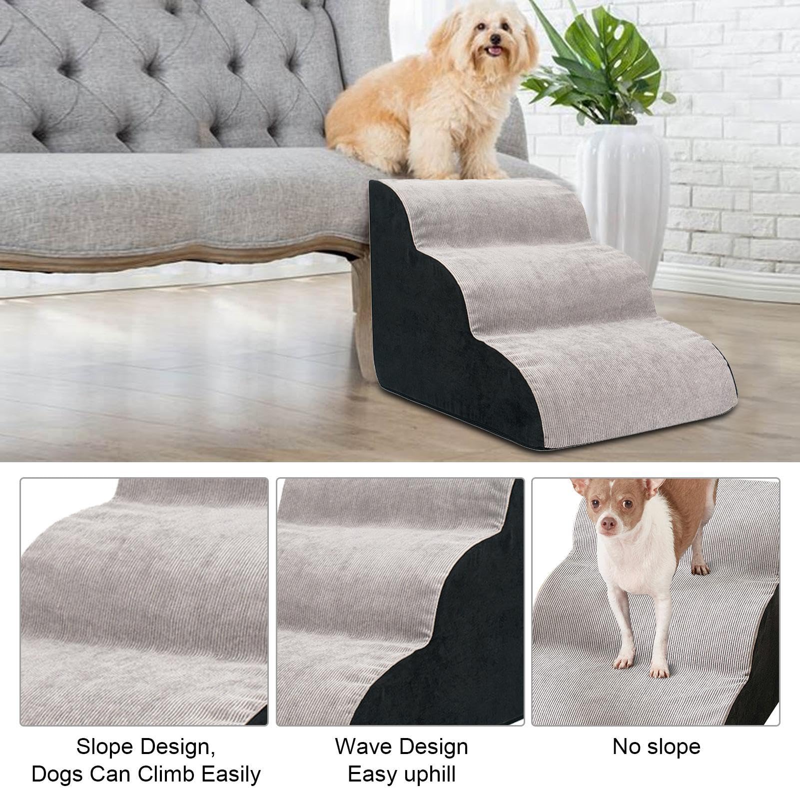 Escaleras para Perros de 3 peldaños | Escalera para Perros de 3 escalones, Escalera Ondulada para Mascotas, Escalera de Escalada para Perros pequeños, Escalera de Esponja para Perros pequeños,