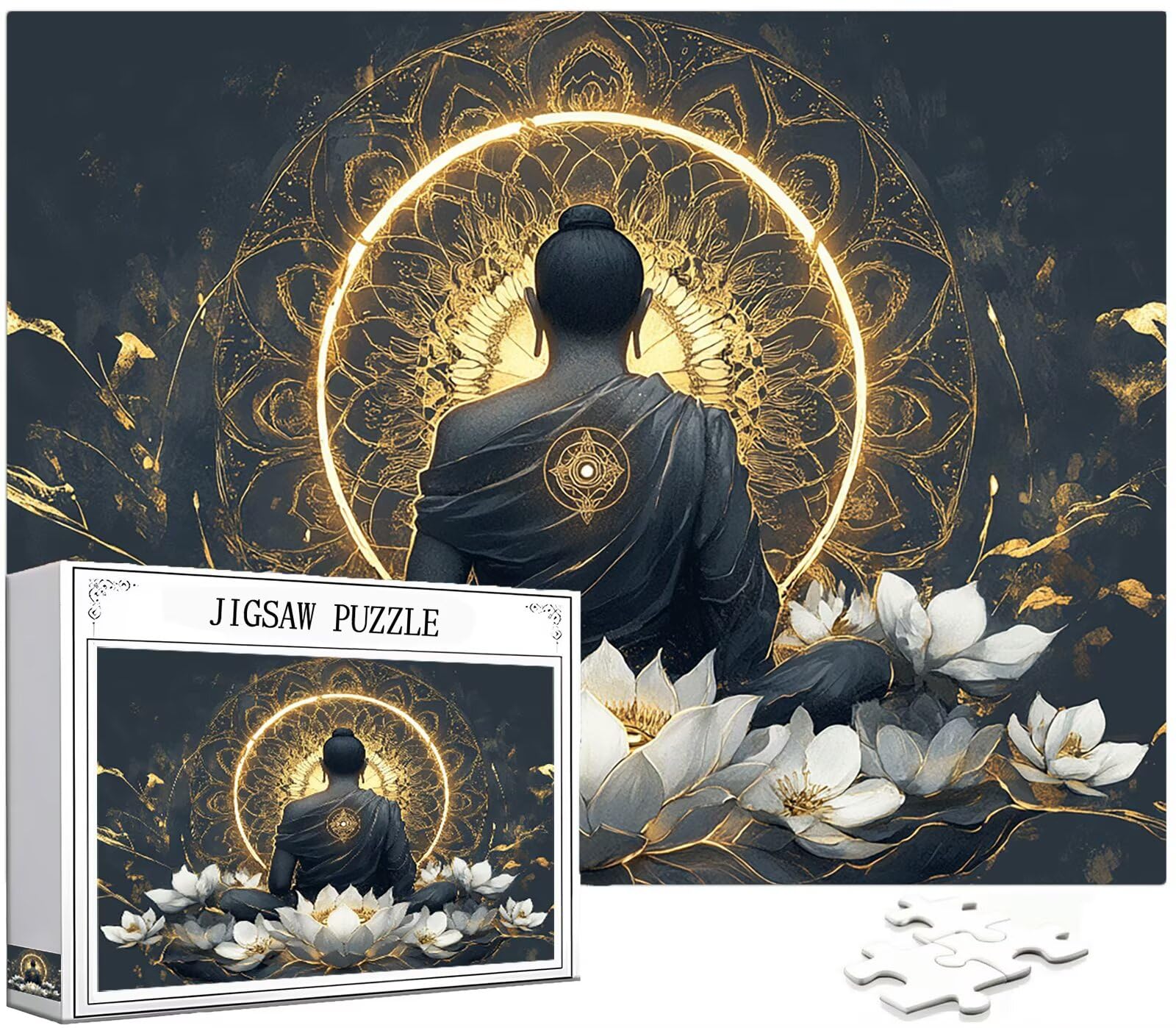zen Puzzle 1000 sztuk dla dorosłych, łamigłówka wzór lotosu, układanka dla dorosłych, DIY rzemiosło rodzinne zajęcia z opakowaniem na prezent, dekoracja ścienna do domu, prezent dla kobiet mężczyzn