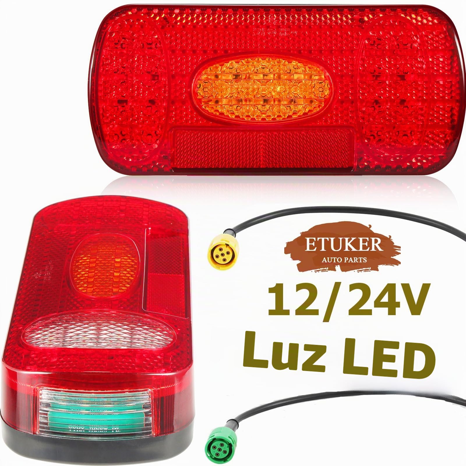 Pilotos Traseros Remolque LED 12/24V Homologados 7Funcione Luz Antiniebla/Piloto Marcha Atrás/Luces de Matrícula