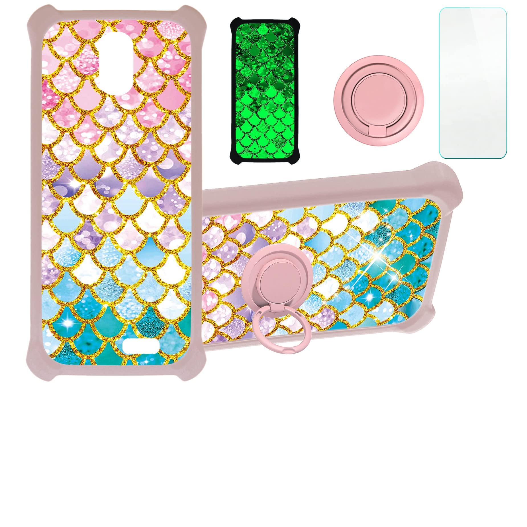 jioeuinly Mint Mist Mm5414g Case Compatible with Mint Mist Mm5414g Phone Case Cover [with Tempered Glass Screen Protector][Hard PC + Soft Silicone][Gold Glitter+Luminous] JSF-YL