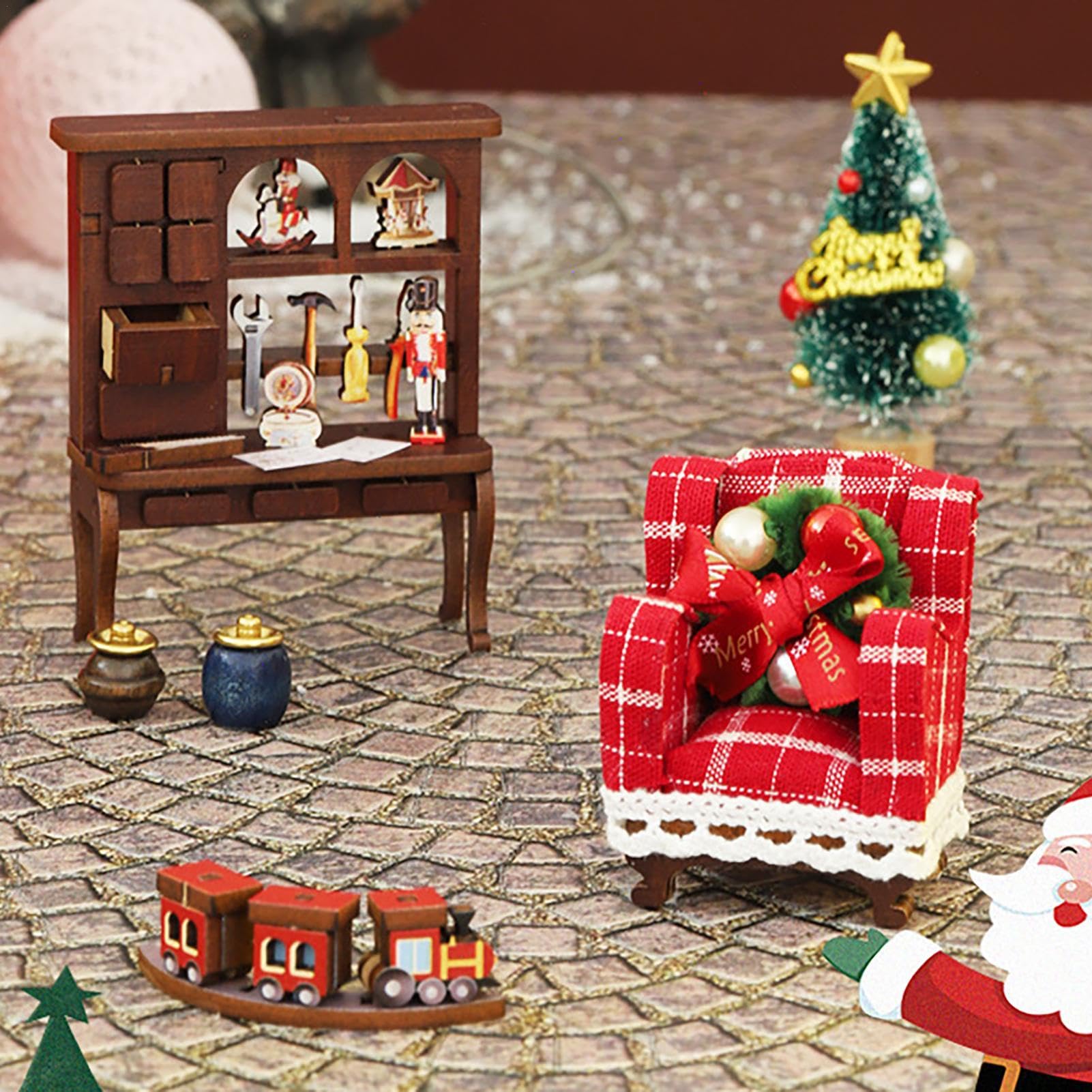 Weihnachts-Buchecke, Bausatz für Weihnachten, Miniatur für Weihnachten