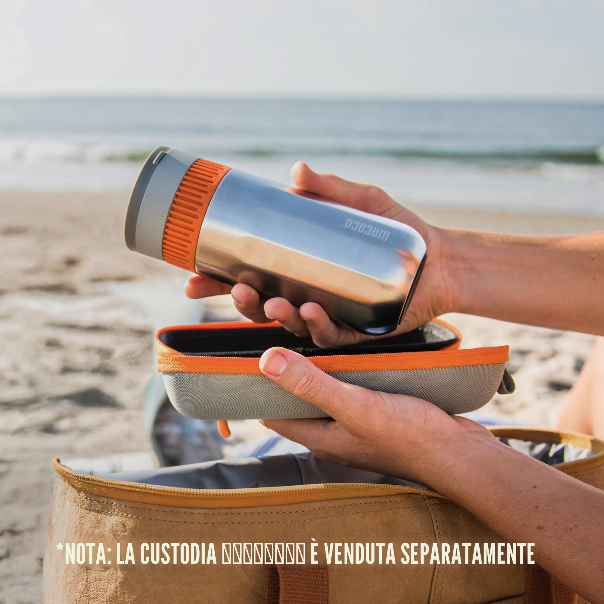 WACACO Pipamoka Macchina da Caffè Portatile, Mini Manuale Caffettiera da Viaggio, Vacuum pressurizzata, Estrazione Rapida, Tutto in Uno Campeggio Borraccia Termica in Acciaio Inossidabile, 10 fl oz