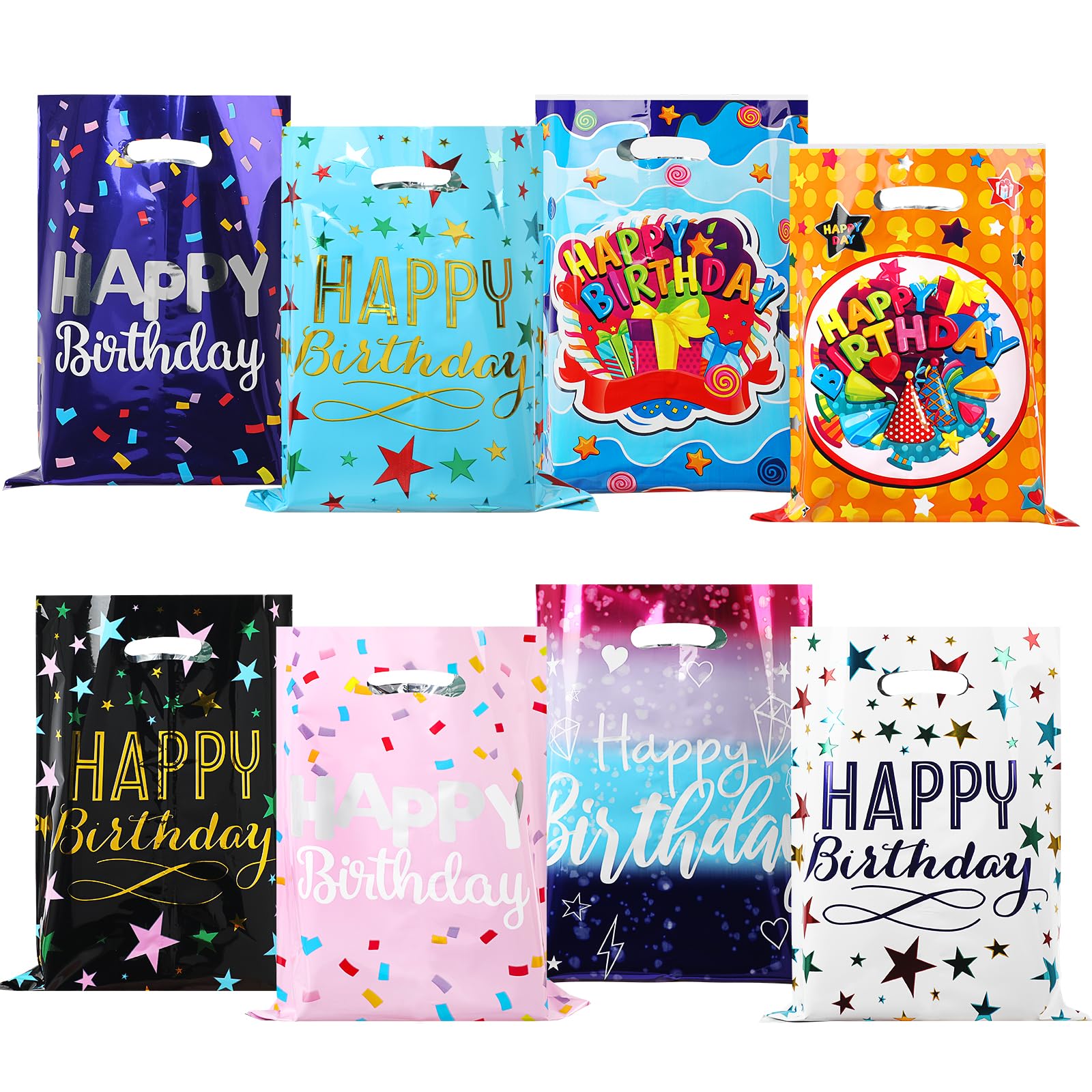 LOKIPA 40 PCS Party Bags,Birthday Party Favor Bags Foil Colorful Gift Bags Goodies Biscuit Party Bags for Kids Party Treat Gift Wrapping