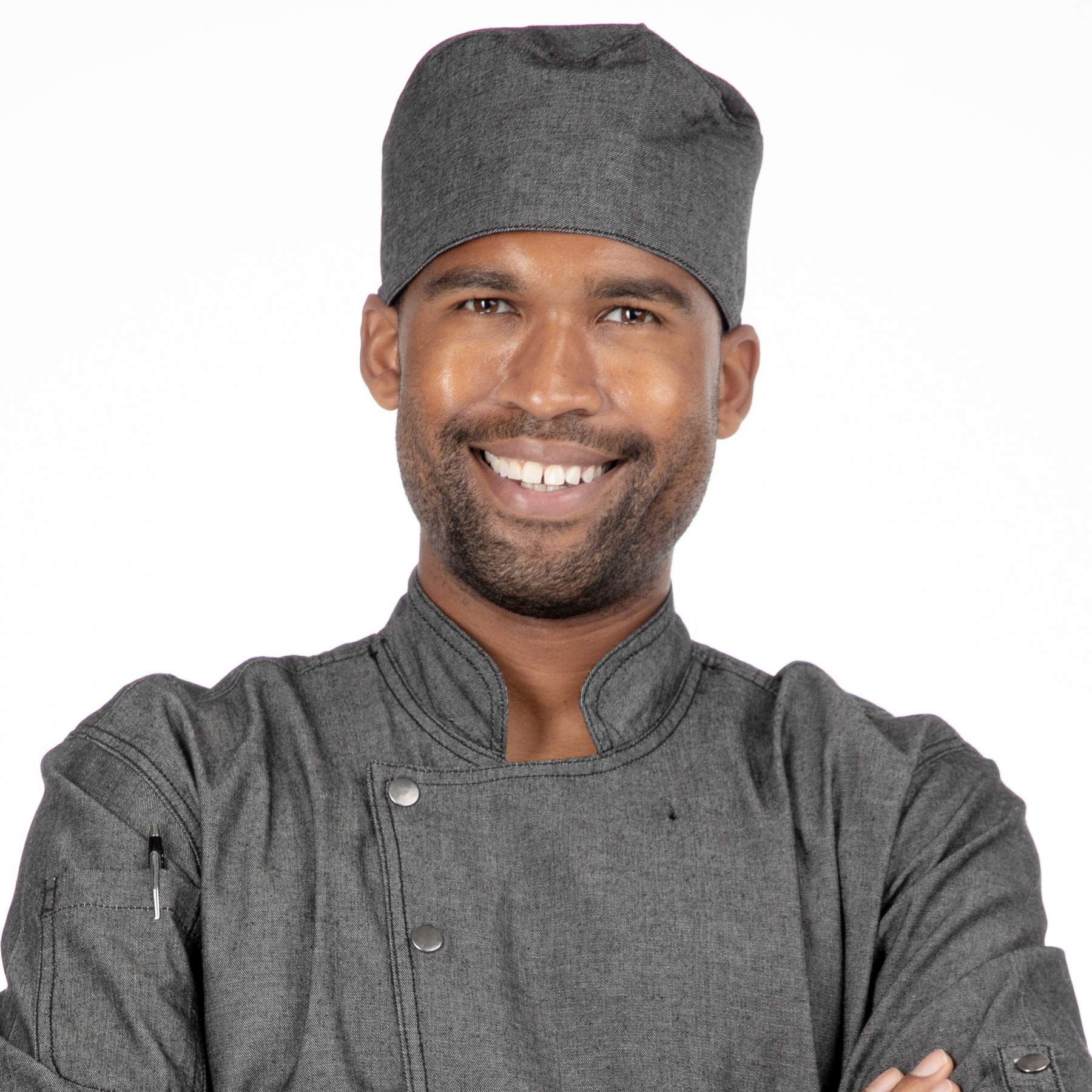 Hey Chef Unisex Jerome Hat - Denim Chef Beanie, Black