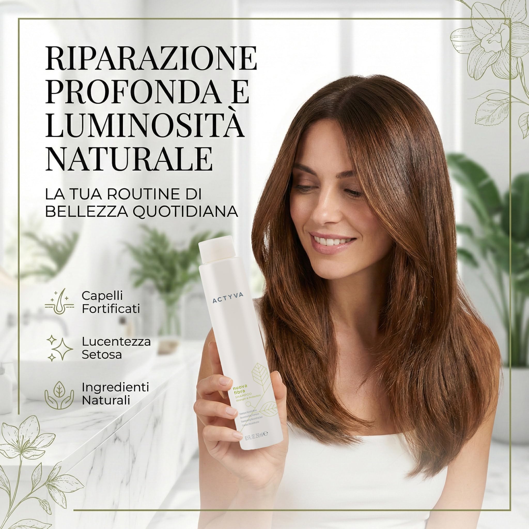 Actyva Nuova Fibra Kit Ricostruzione Danneggiati Routine | Shampoo ricostruttore per capelli sfibrati o danneggiati: aiuta forza e compattezza