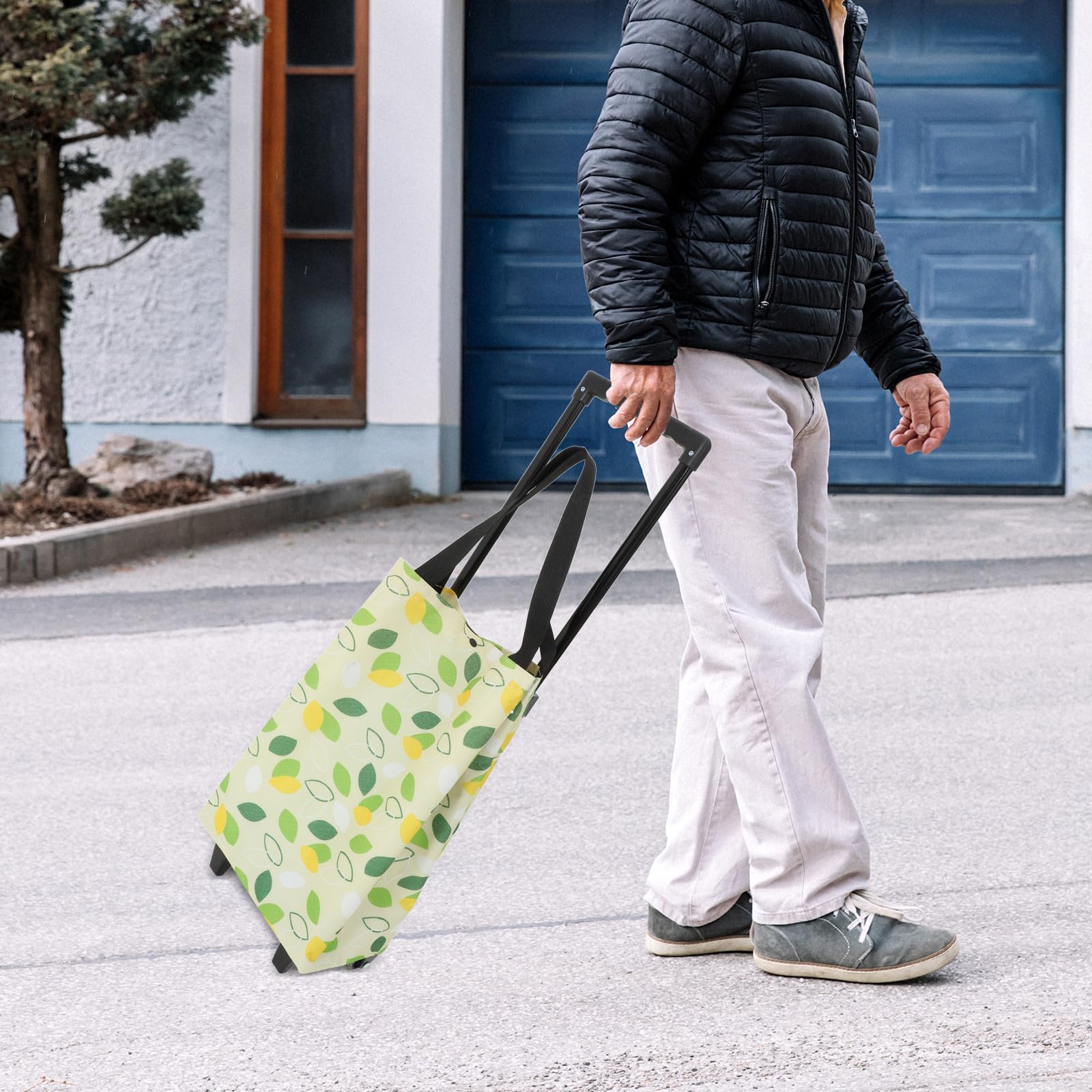 Carrello della Spesa Borsa per Spesa Leggera Oxford con Ruote Pieghevole e Manico Telescopico per Supermercato e Viaggi