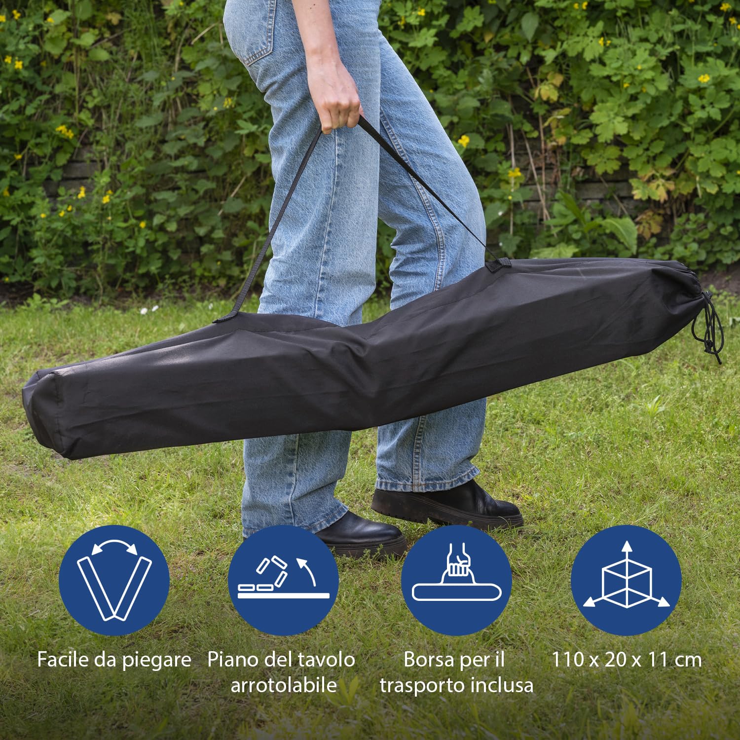 Campart TA-0413 Travel Tavolo Roll-up - Alluminio - Per 4 persone - 110 x 70 cm