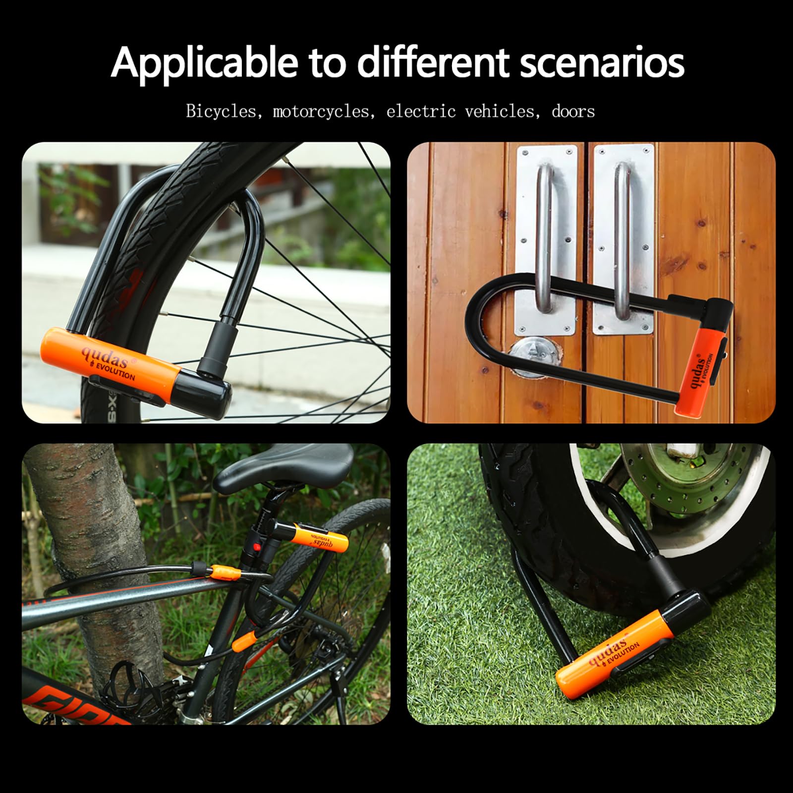 Via Velo Heavy Duty Anti-Theft Bicycle U Lock, 15mm Shackle, 9x4.5in, 8mm Chain, 2.96ft Length, Black, 6 Keyed Alike Keys, Sold Secure Silver, For All Bikes, Electric Bikes