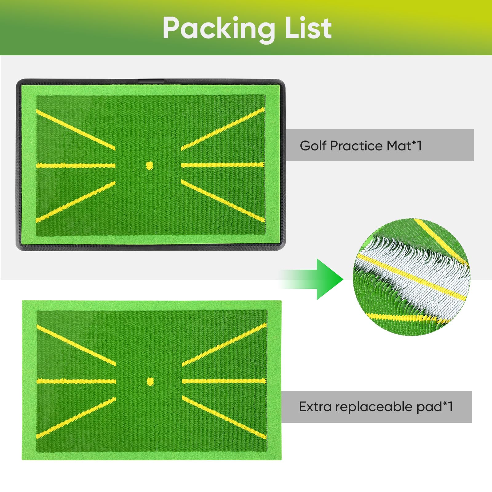 WildFun Golfschaukelmatte, 30,5 x 43,2 cm, breiter Pitchgabelschwungweg für Golf-Training, Indoor-Übung
