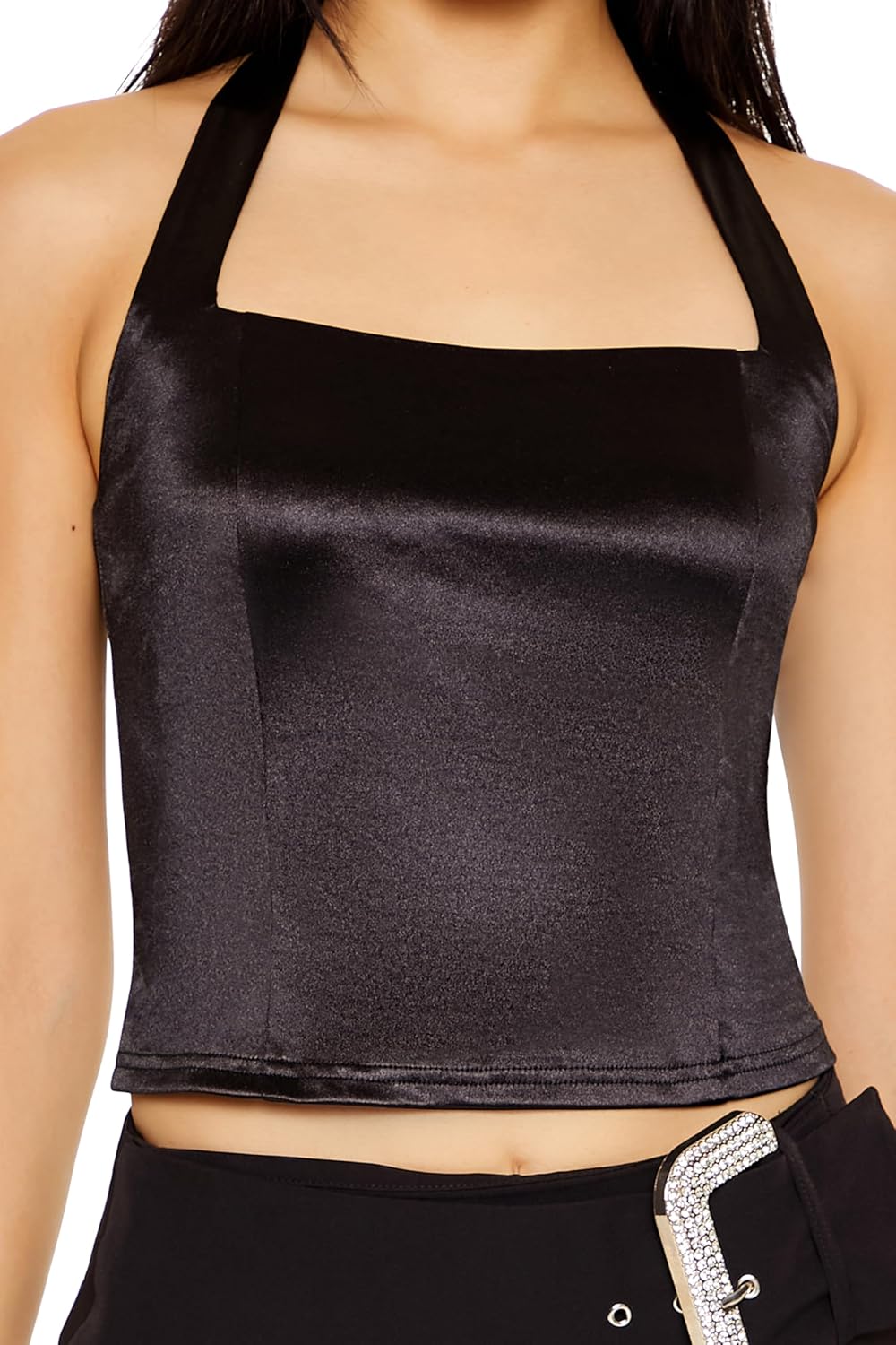 Forever 21 Womens Satin Halter Crop Top - Image 3