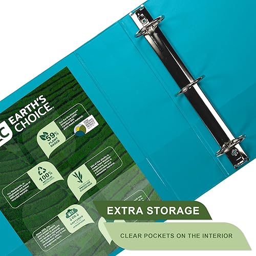 Miniatura 4 de Samsill Earth's Choice - Carpeta resistente y a la moda con 3 anillos redondos de 3 pulgadas, con hasta 25% de plástico a base de plantas,