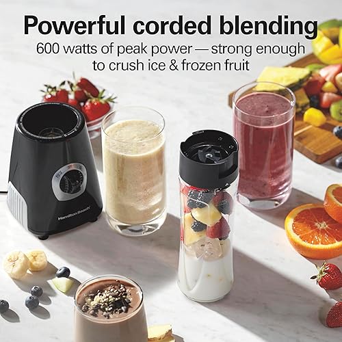 Miniatura 3 de Hamilton Beach Go Sport - Licuadora portátil para batidos con 20 onzas, tarro de viaje personal mezclado, motor de 600 vatios y cuchillas de acero