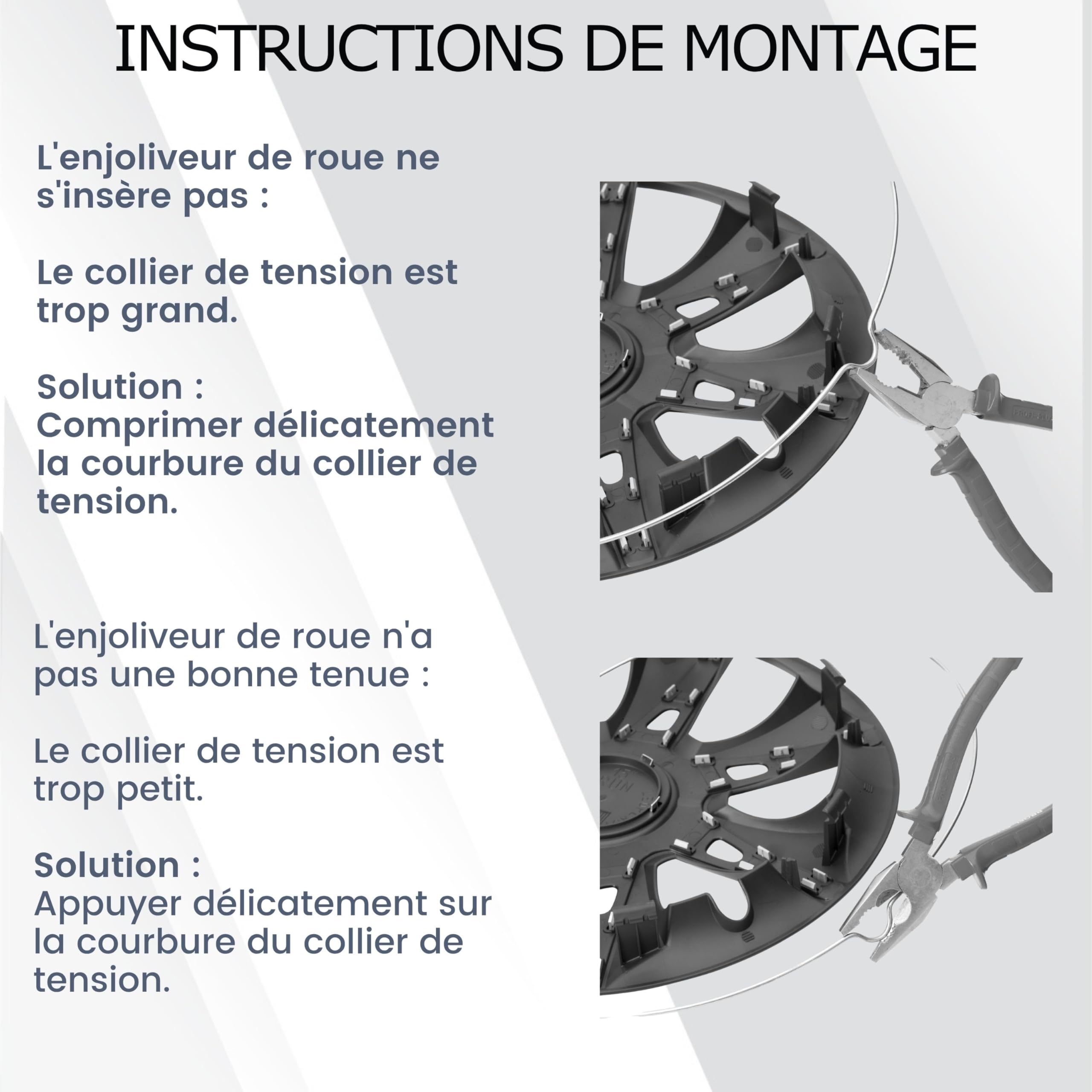 Enjoliveurs de Roue 16 Pouces Noir Jeu de 4 Aqua pour Jantes Acier | Cache-roue & couvre-jante, résistant à la corrosion et aux intempéries, pose facile par clip, pour la plupart des voitures