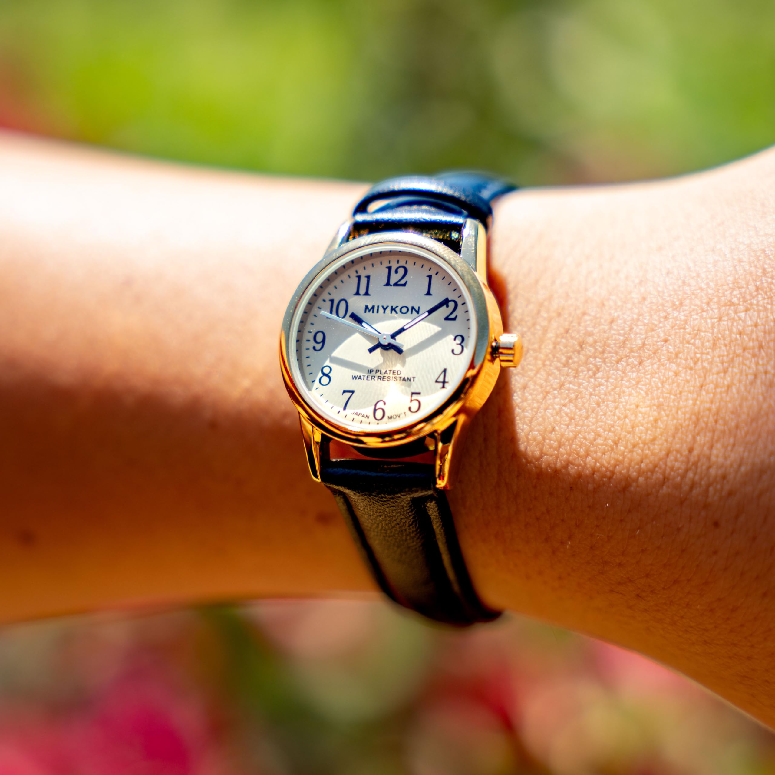 Miykon Orologio da donna da donna, delicato orologio analogico da donna per piccoli polsi con cinturino in vera pelle, facile da leggere, orologio da infermiera con lancetta dei secondi, lucidato agli