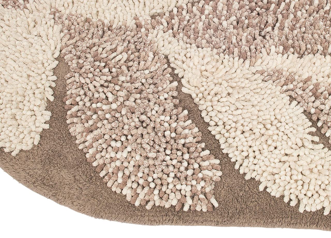 BIANCHERIAWEB Tappeto A Foglia Casa Bagno Cotone Spugna Morbida Antiscivolo Leaf Tortora