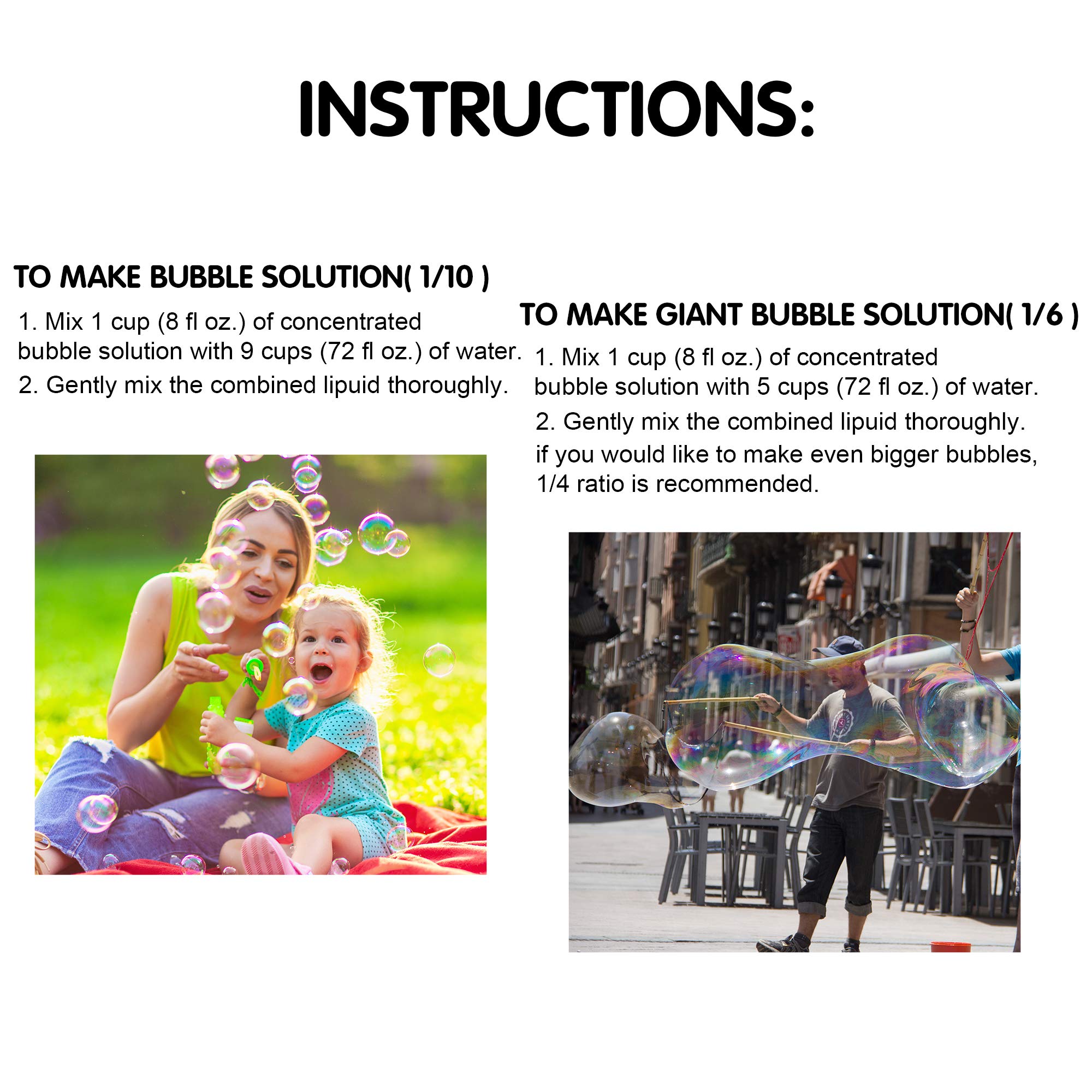 JOYIN 2 Bottles Bubbles Refill Solutions 64 oz (up to 5 Gallon) Big