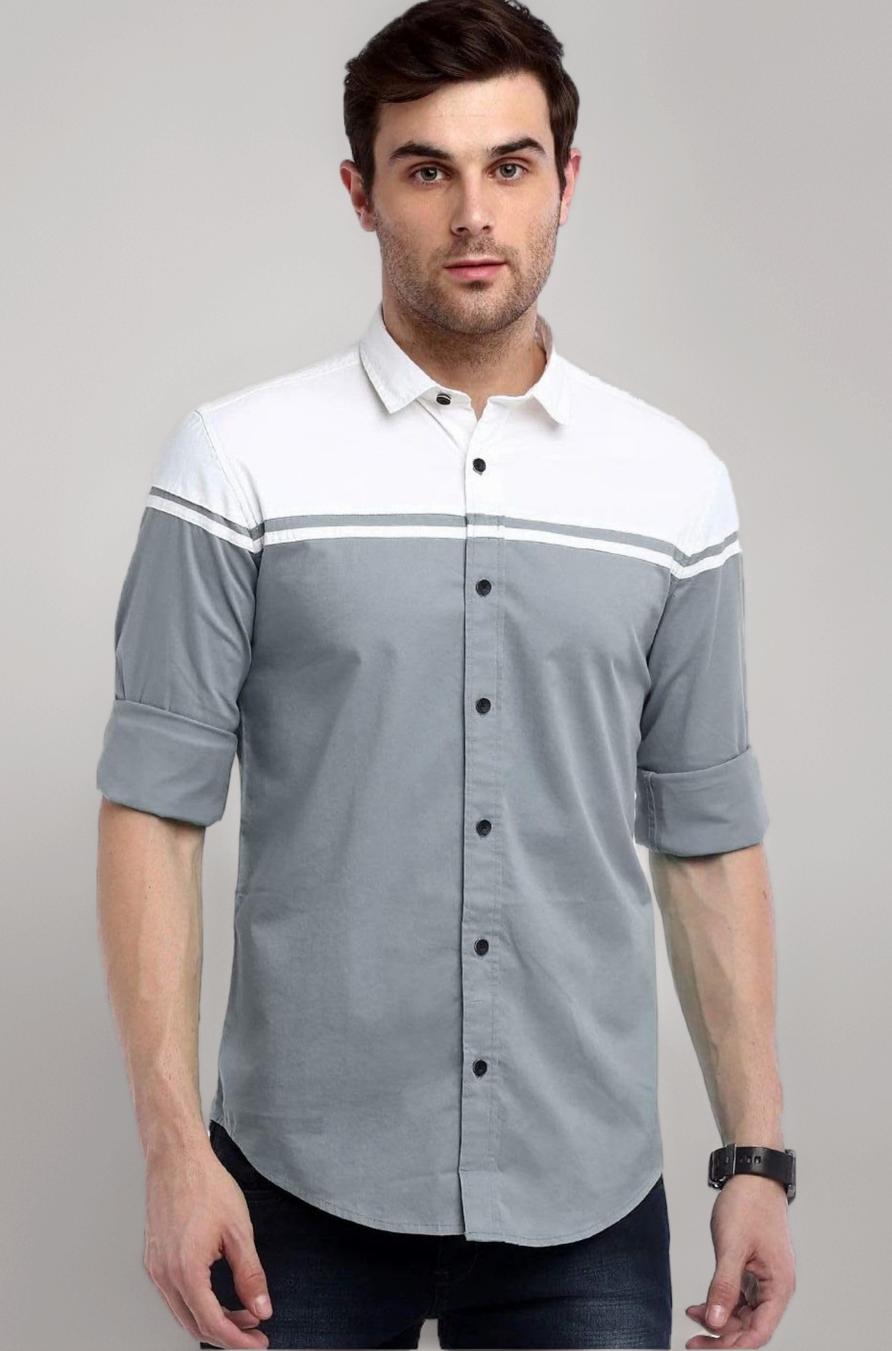 Men's Cotton Solid Shirt with Spread Collared Neck Full Sleeve Regular Fit and Button Closure | Shirt for Man