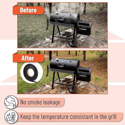 Miniatura 32 de UNCO Junta para ahumador - 15 pies, 1/2"X1/8", parrilla de alta temperatura y junta para barbacoa Negro