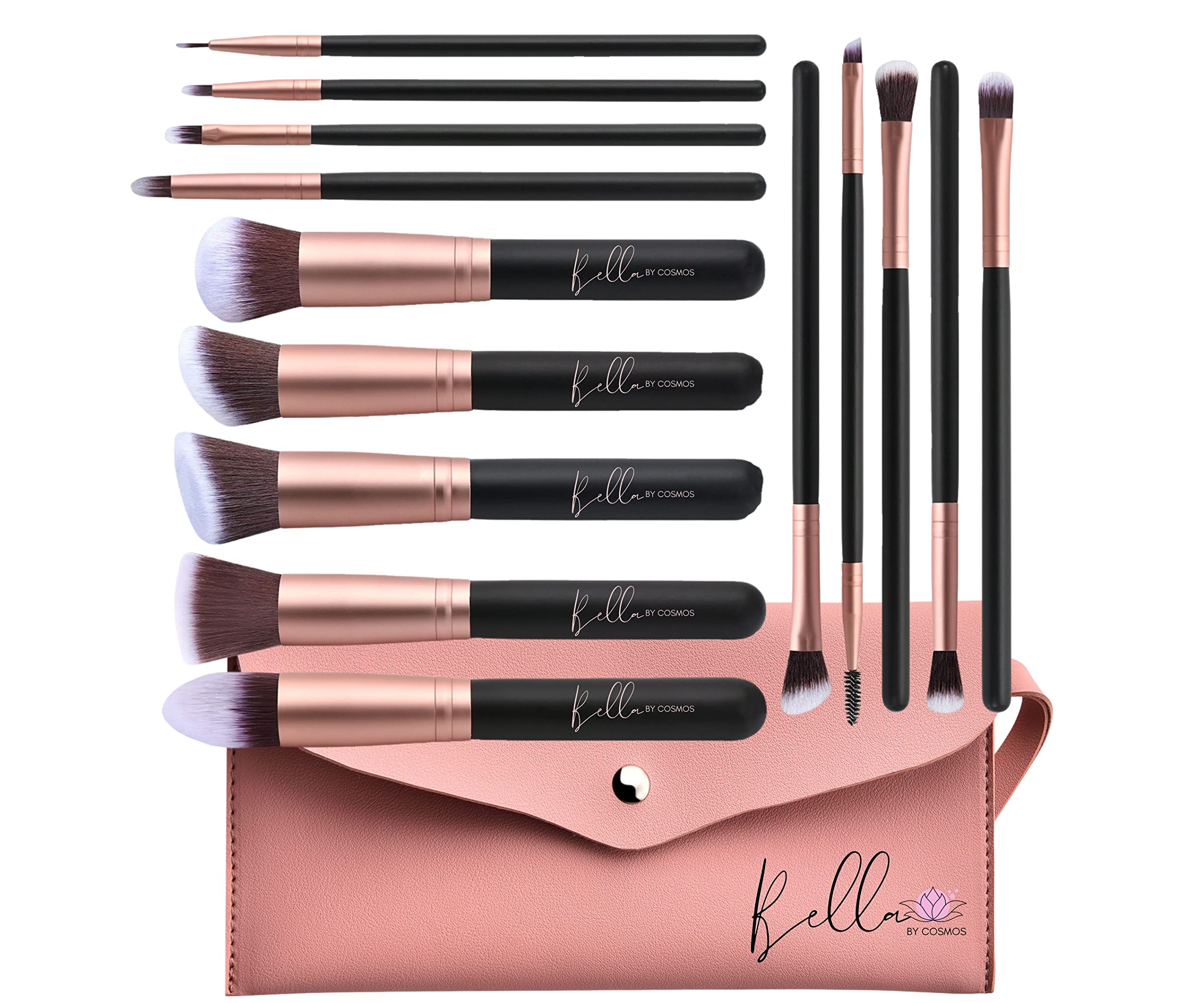 Bella By Cosmos Vegan Blending Makeup Brushes Kit - 14 pcs