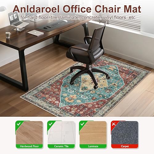 Miniatura 31 de Anidaroel Tapete para silla de 48 x 60 pulgadas para suelos de madera dura y azulejos, alfombra de silla de oficina para silla rodante, tapete