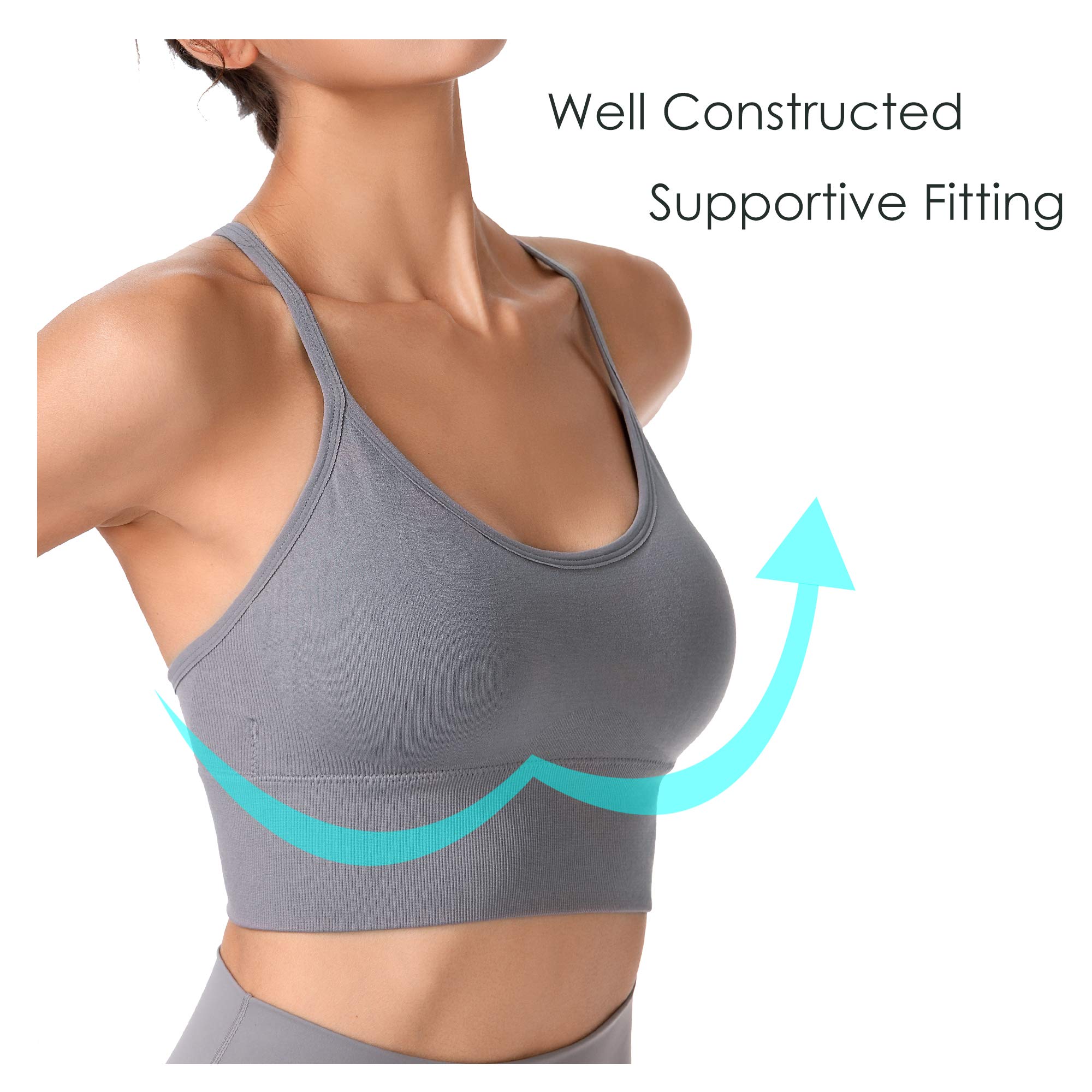 Sujetador deportivo entrecruzado con tiras para mujer, sujetadores sin costuras para niñas, sujetadores recortados acolchados para yoga, entrenamiento, fitness, almohadillas extraíbles de bajo