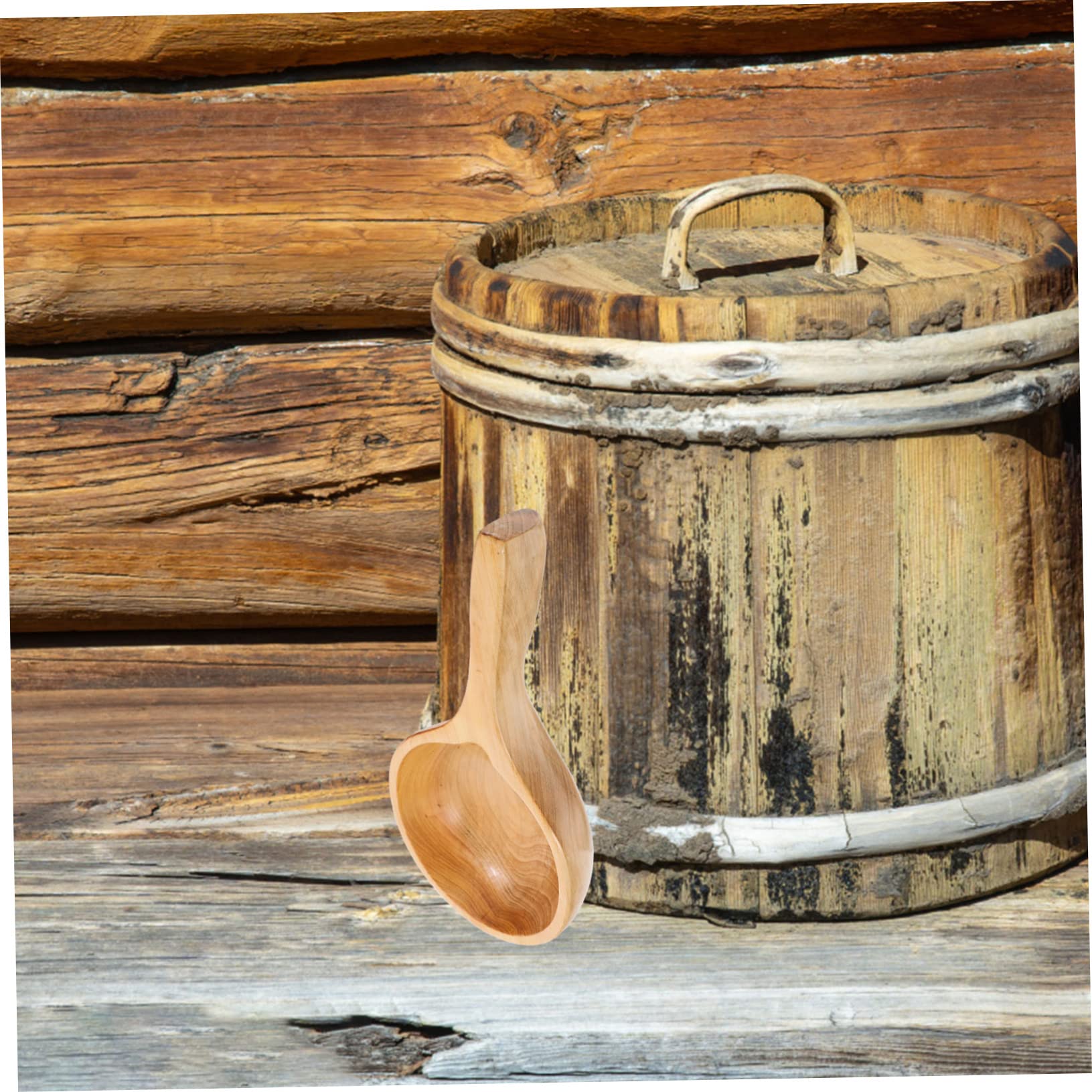 Cucharón de Baño de Madera Color Caqui Diseño Ergonómico