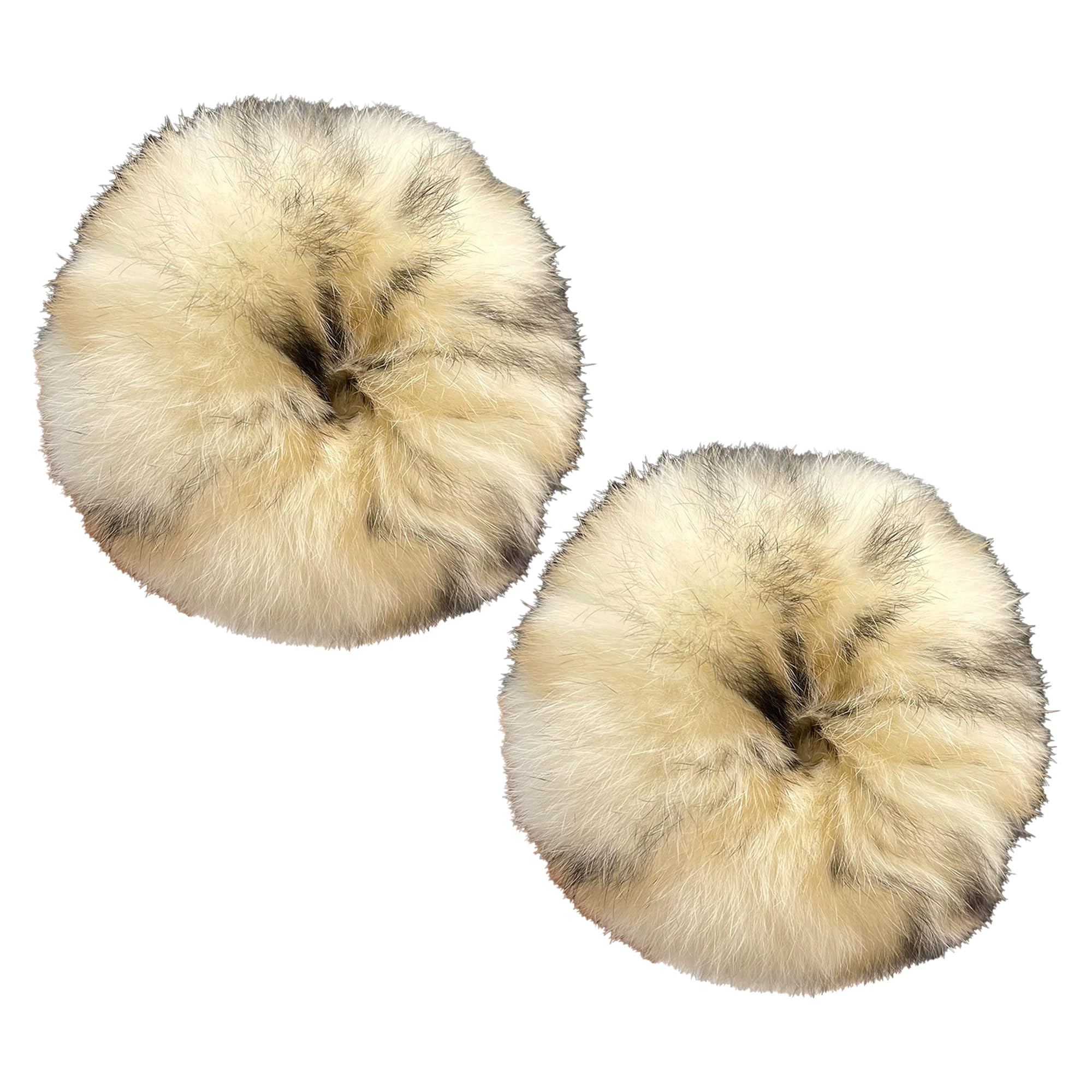 Amazon.co.jp: ヒョウ柄ファーシュシュ2個セット クリーム ヘアゴム