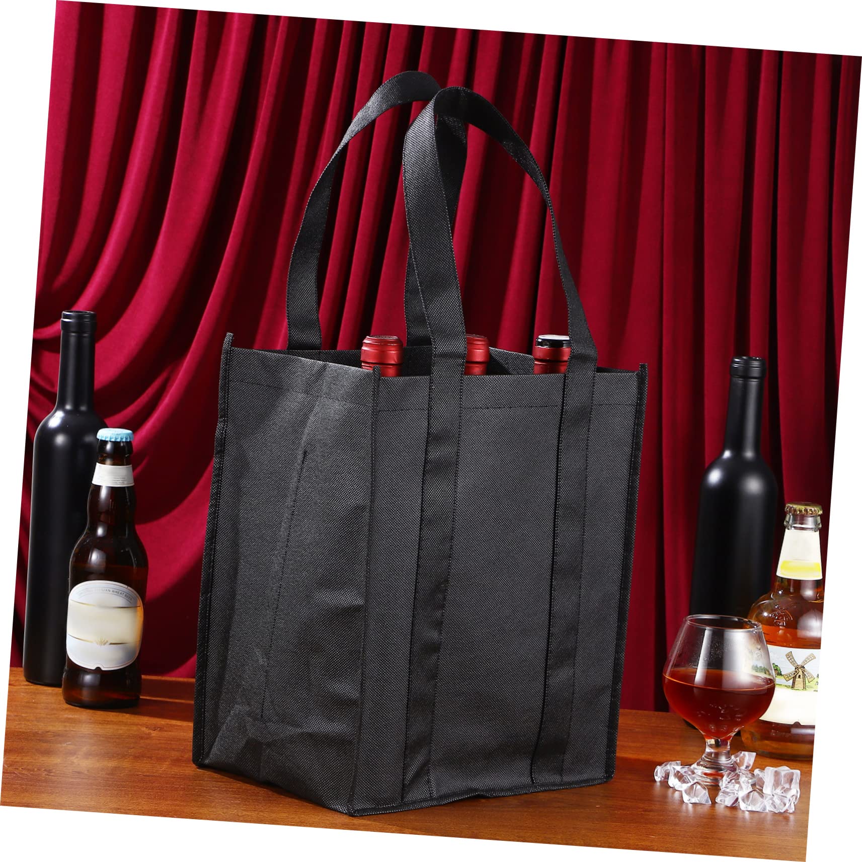 Bolsa Negra de Tela 6 de Piezas No Vino para Tejida Botellas