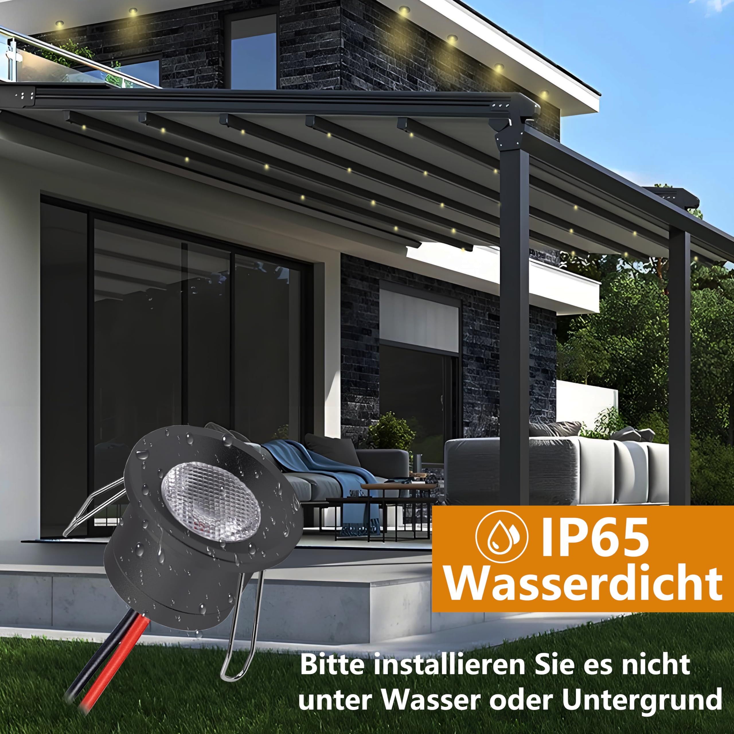 Foco LED empotrable, 2W 12V Focos de techo, IP65 ojos de buey led para techo, mini Foco LED, agujero Φ25-28mm, foco empotrable para cocina, salón carport,Pack 6