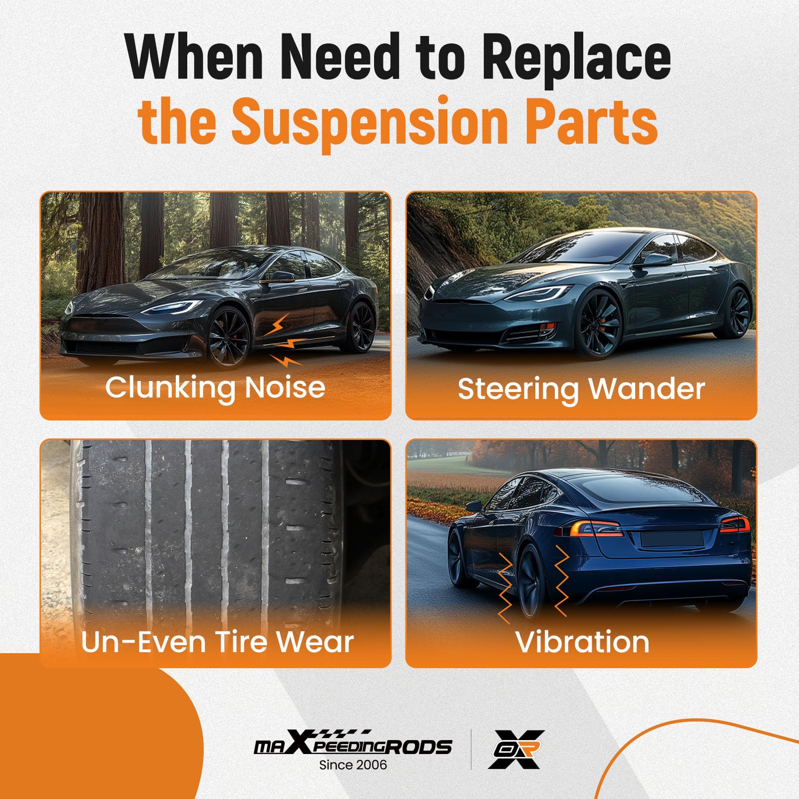 maXpeedingrods 2 bras de suspension inférieurs avant gauche + droit pour Tesla Model S Model X