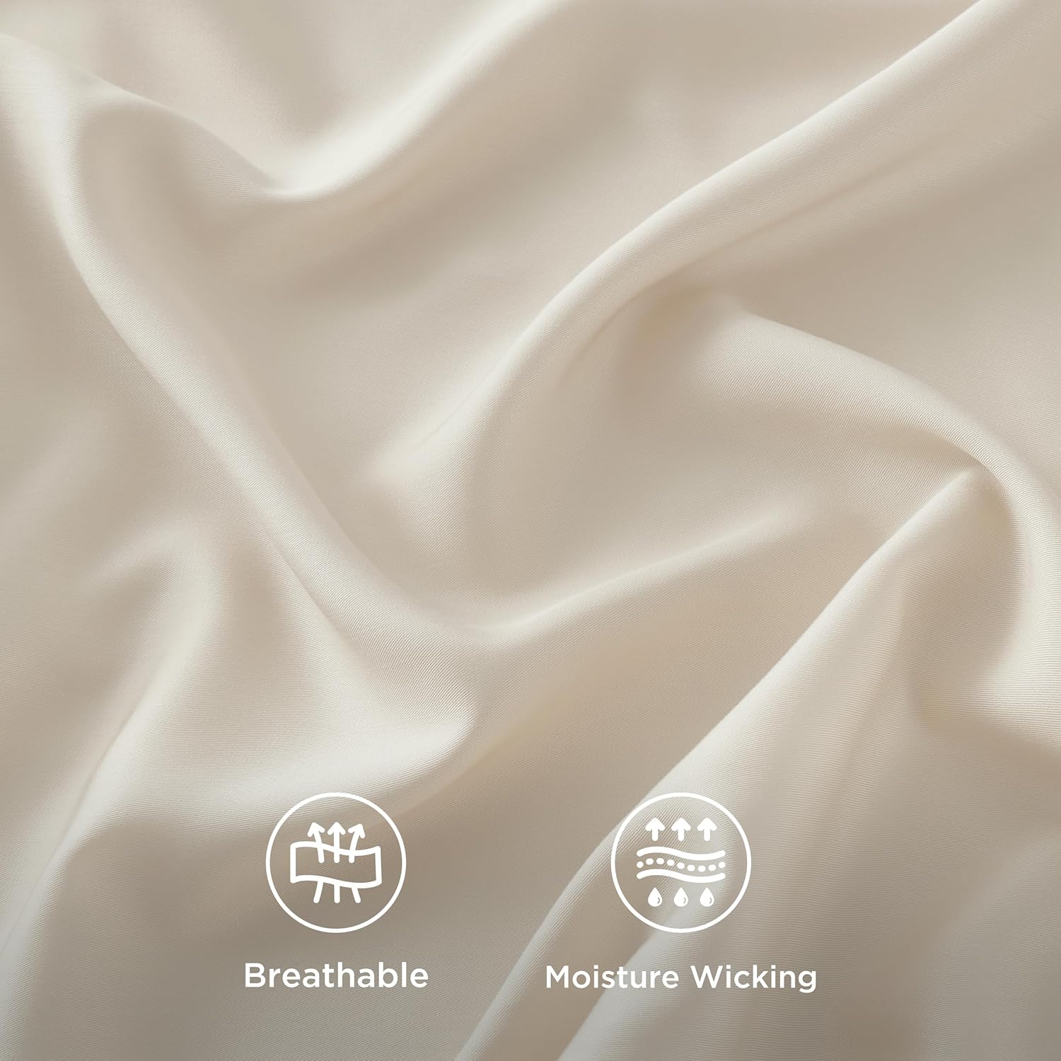 Bedsure Queen Sheet Set, Rayon Derived from Bamboo, Cooling Sheets, Breathable & Soft, Deep Pocket Up to 16", Hotel Luxury Silky Bedding for Hot Sleepers, Light Beige