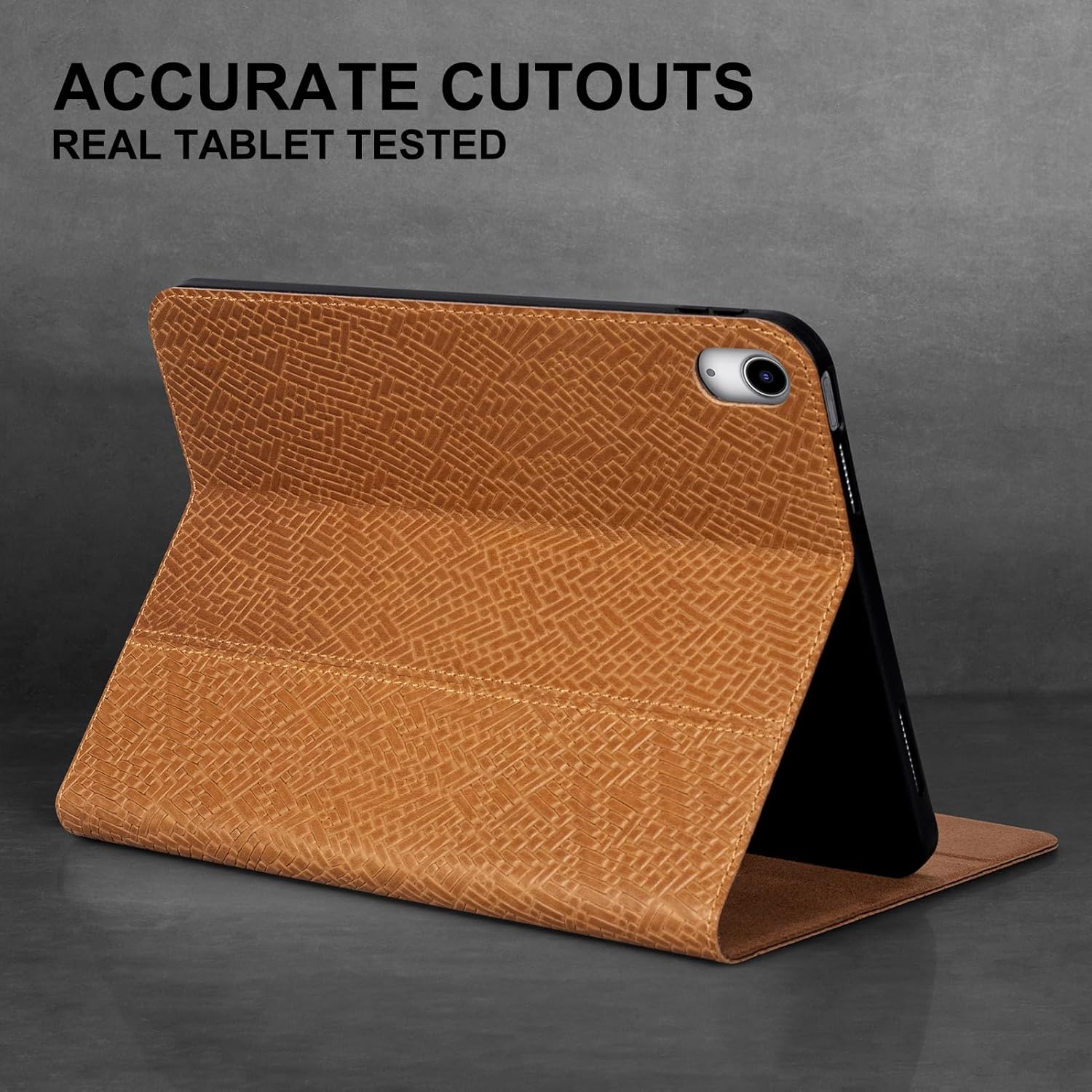 Leather Case for iPad (A16) 11th Gen. 2025 11 Inch, iPad 10th Gen.2022 10.9 Inch, Full Grain Leather Cover with Auto Sleep/Wake, Anti Slip, Brown Stripe