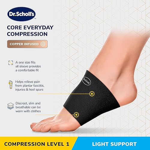 Miniatura 2 de Dr. Scholl's Mangas de compresión para soporte de arco con tela transpirable e infundida de cobre para aliviar el dolor de pies y apoyo (paquete de