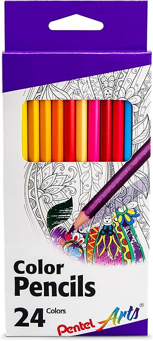 Amazon.com : Pentel Arts Colored Pencils, Assorted Colors, Set Of 24 : Mechanical Pencils : Arts, Crafts & Sewing