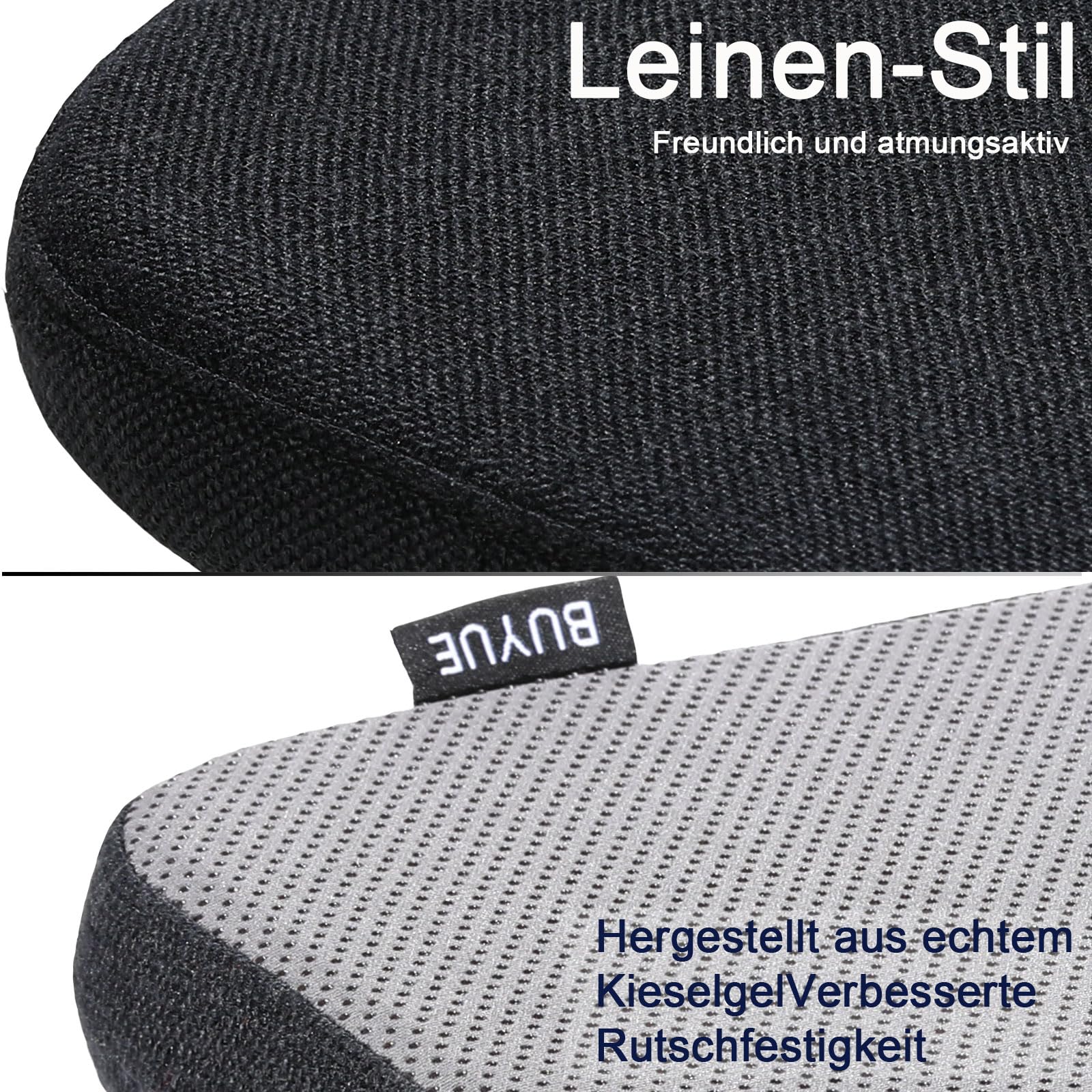 BUYUE Leinen magnetische Barhocker Kissen 1 Stück, Verbesserte Anti-rutsch atmungsaktiv kleinen Stuhl Sitzpolster für Cafe Bistro stapelbar Metallhocker (Quadrat, schwarz, 4)