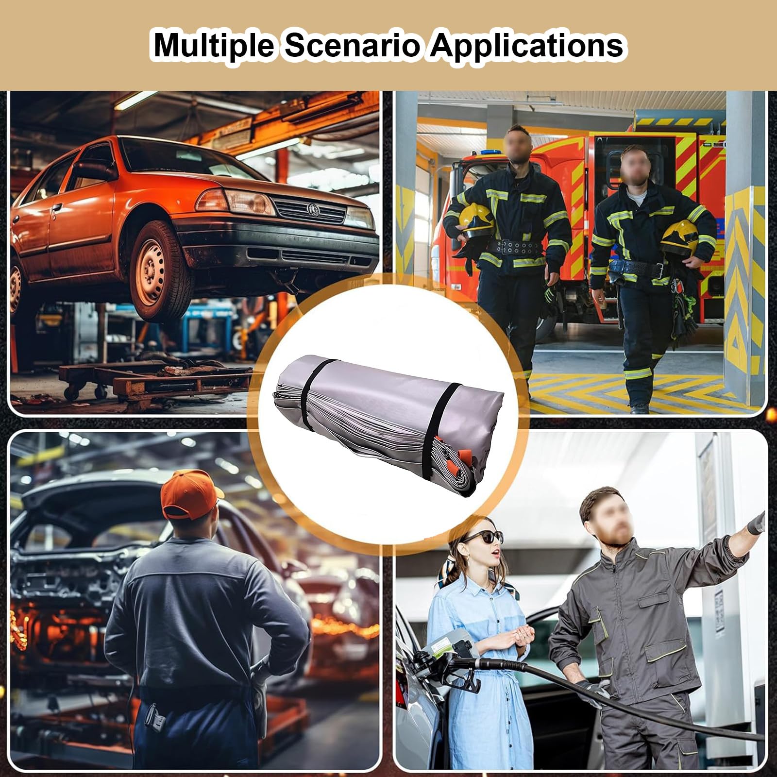 Manta ignífuga para vehículos eléctricos, Manta ignífuga de Emergencia para Coches y vehículos eléctricos, fácil de Instalar, Ideal para Camiones y SUV Siliconecloth-3 * 4