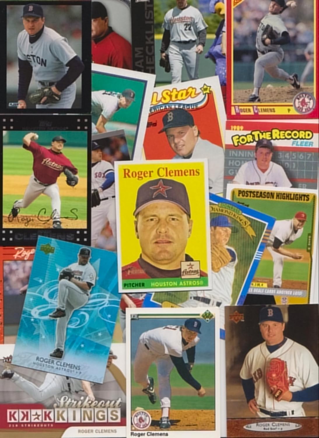 Roger Clemens / 50 Different Baseball Cards featuring Roger Clemens